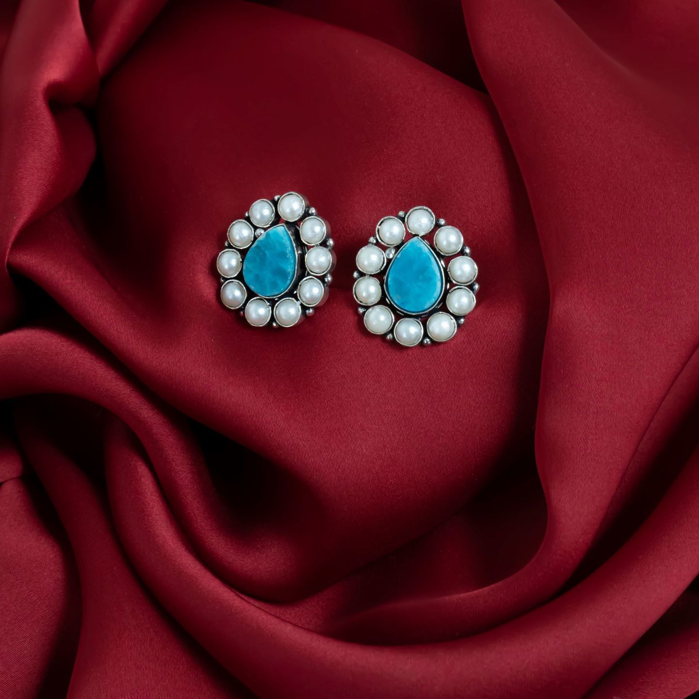 Turquoise Pearl Drop Stud