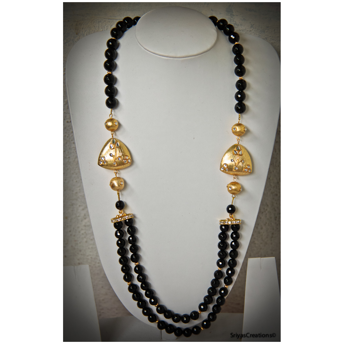 Two Layered Black Kundan Necklace