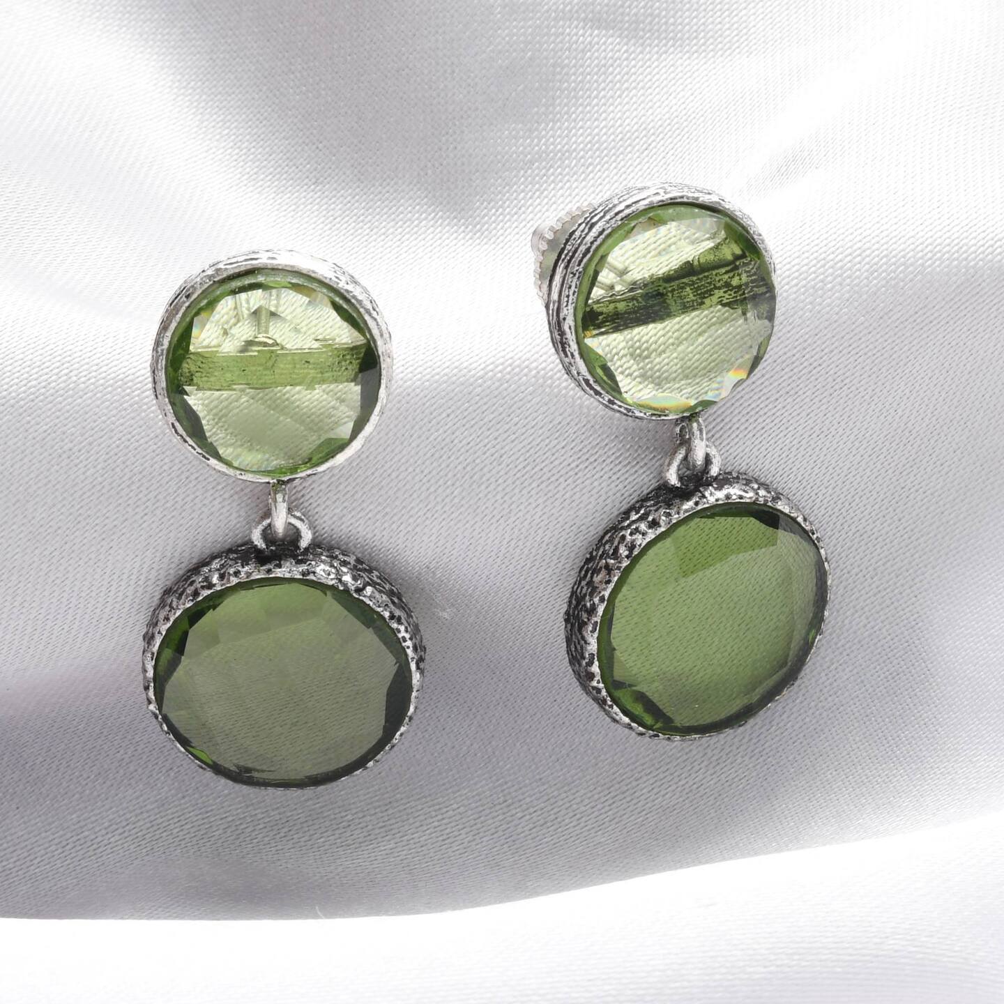 Leaf Green Round Danglers