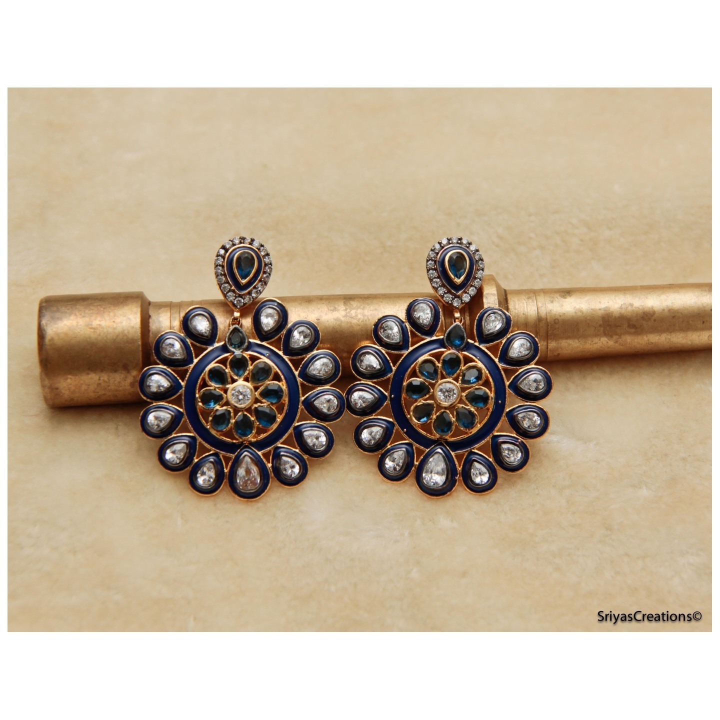 Blue White Drop Wheel Danglers