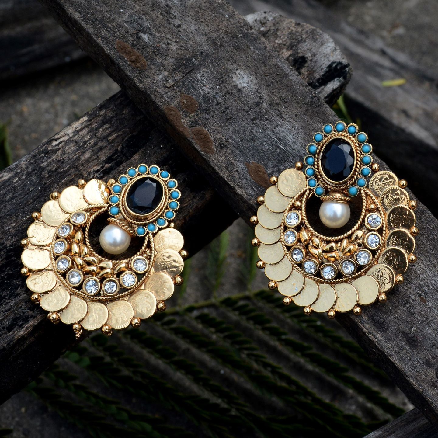 Kasu Earring - Black & Turquoise