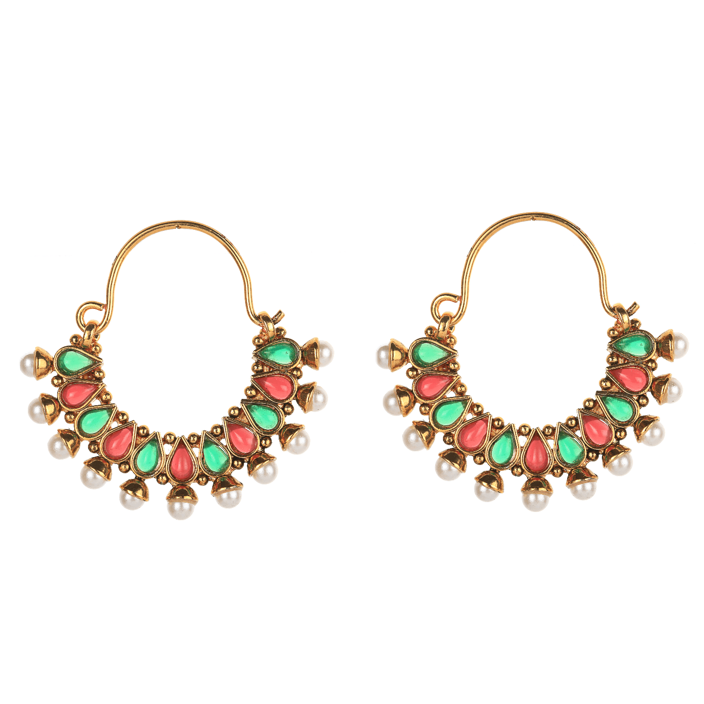 Drop Stone Studded Hoops - Multi