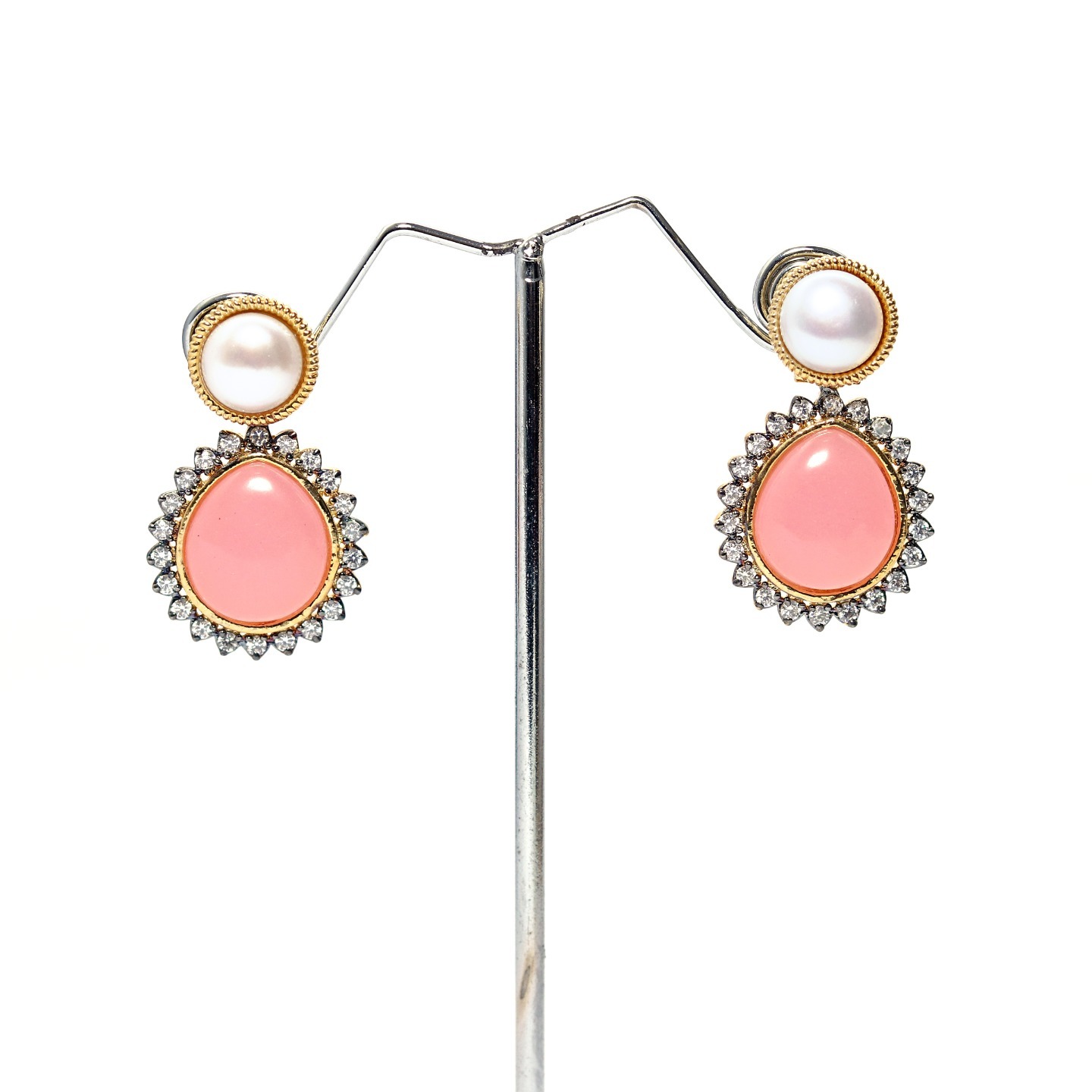Pink Pearl Drop Earrings