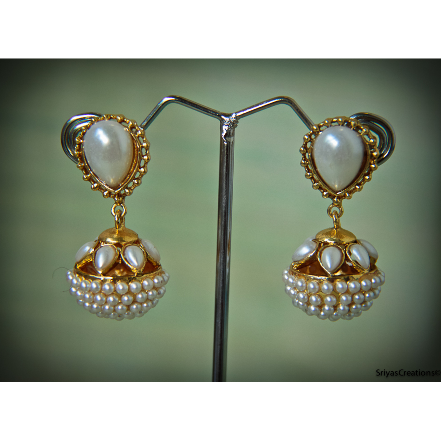 Pearl Drop Round Danglers