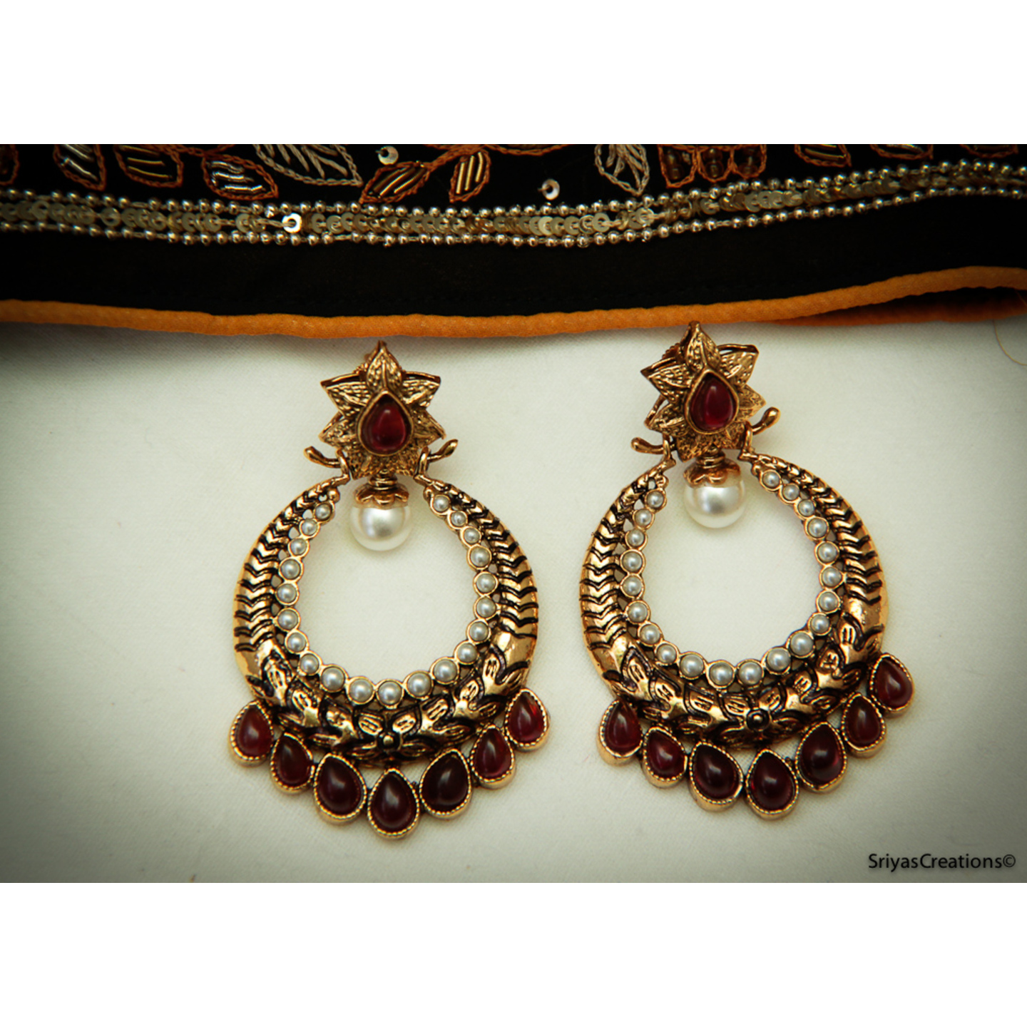 Red Floral Drop Chand