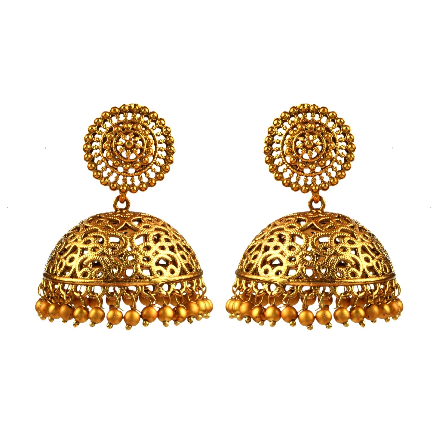 Gold Jali Work Jumka