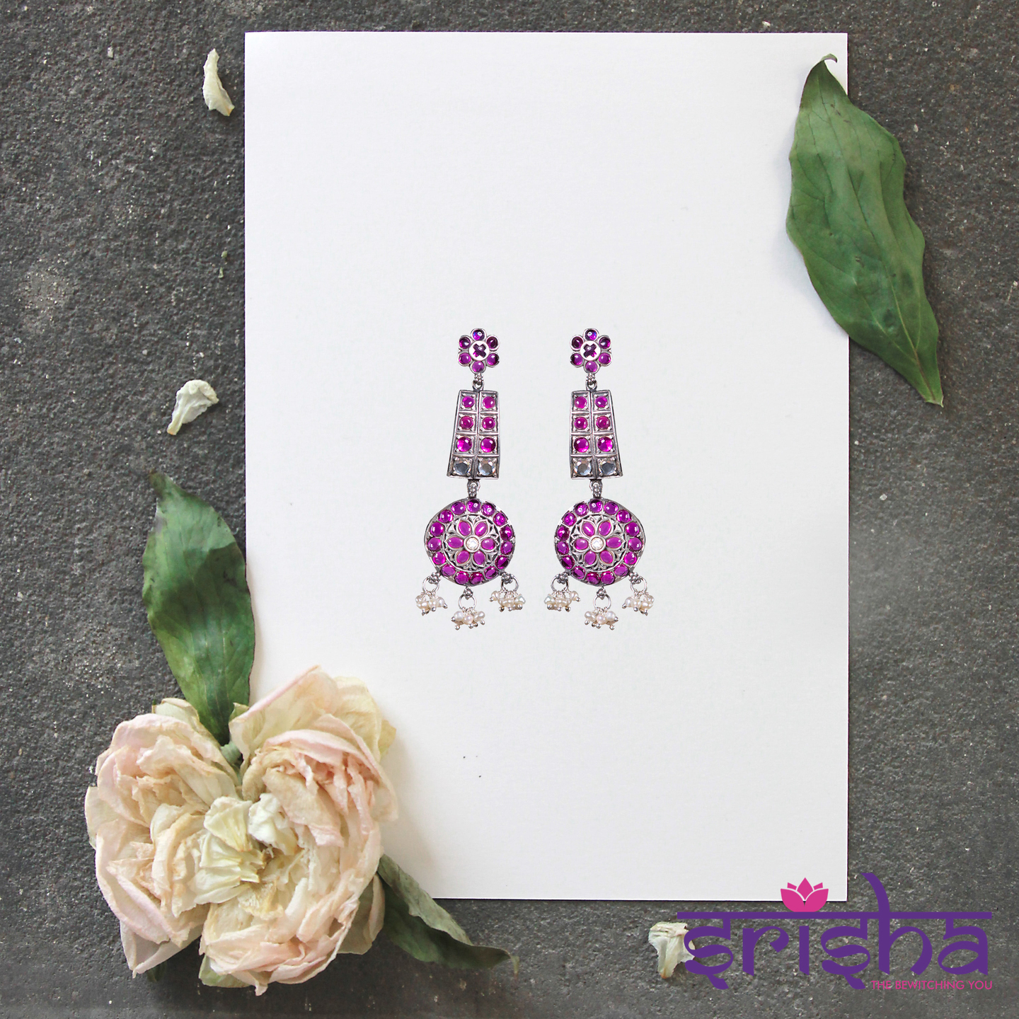 Kemp Floral Silver Dangler Earring