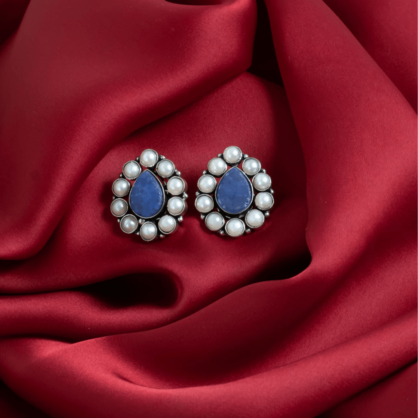 Blue Pearl Drop Stud