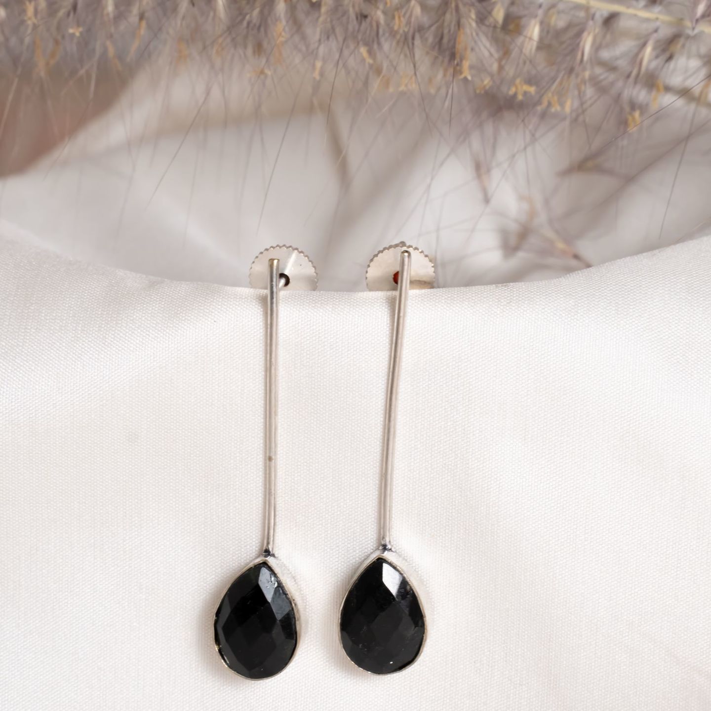Black Long Drop Earring