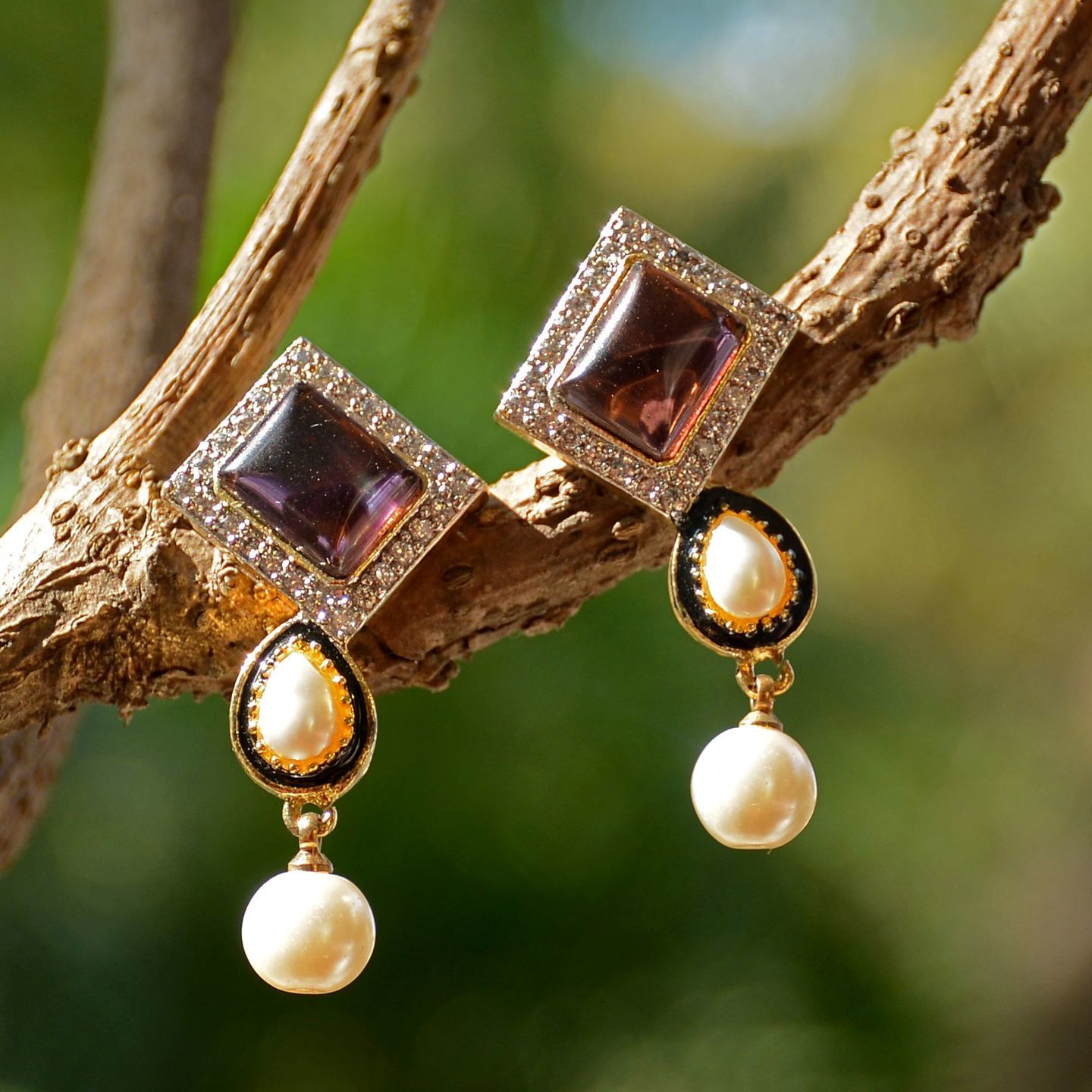 Purple Square AD Pearl Drop
