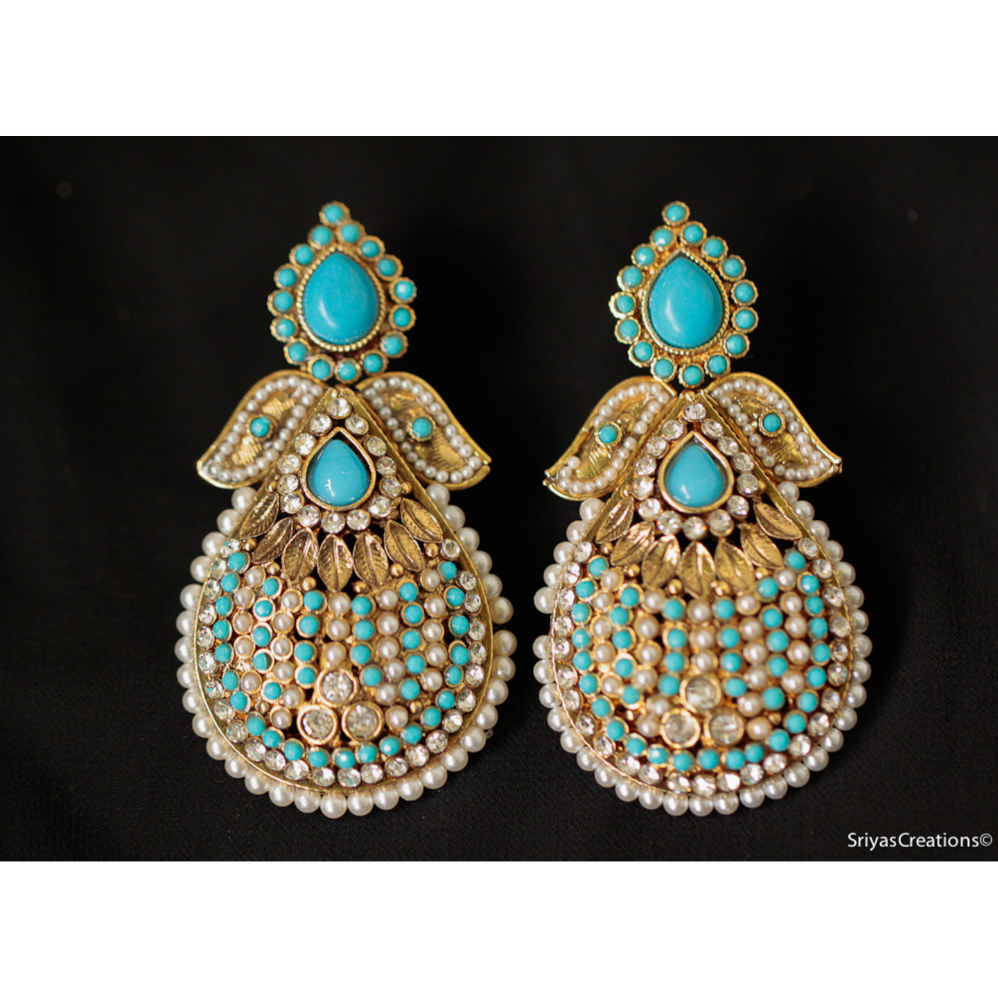 Turquoise Drop Leaf Earrings