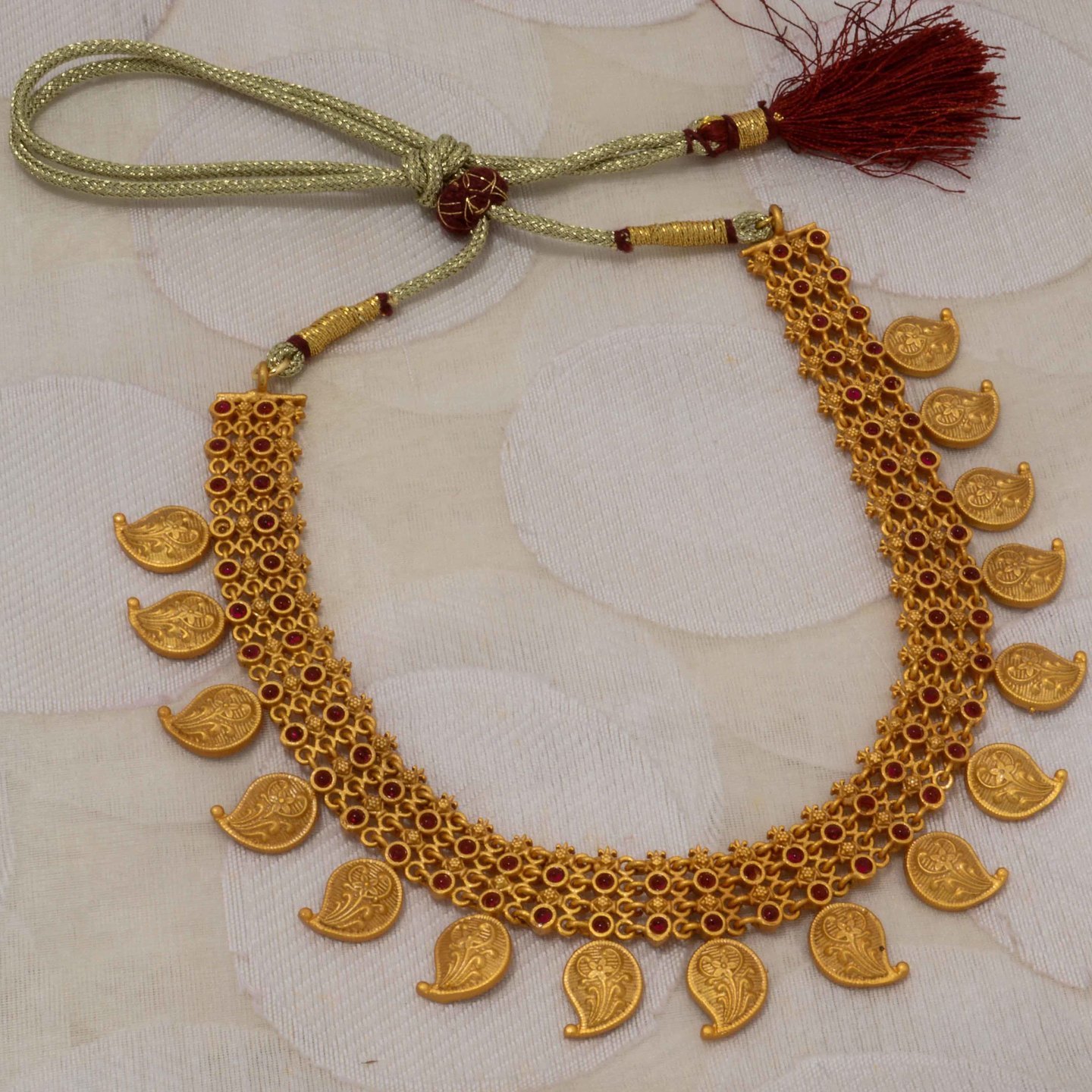 Red Multi Paisely Necklace Set