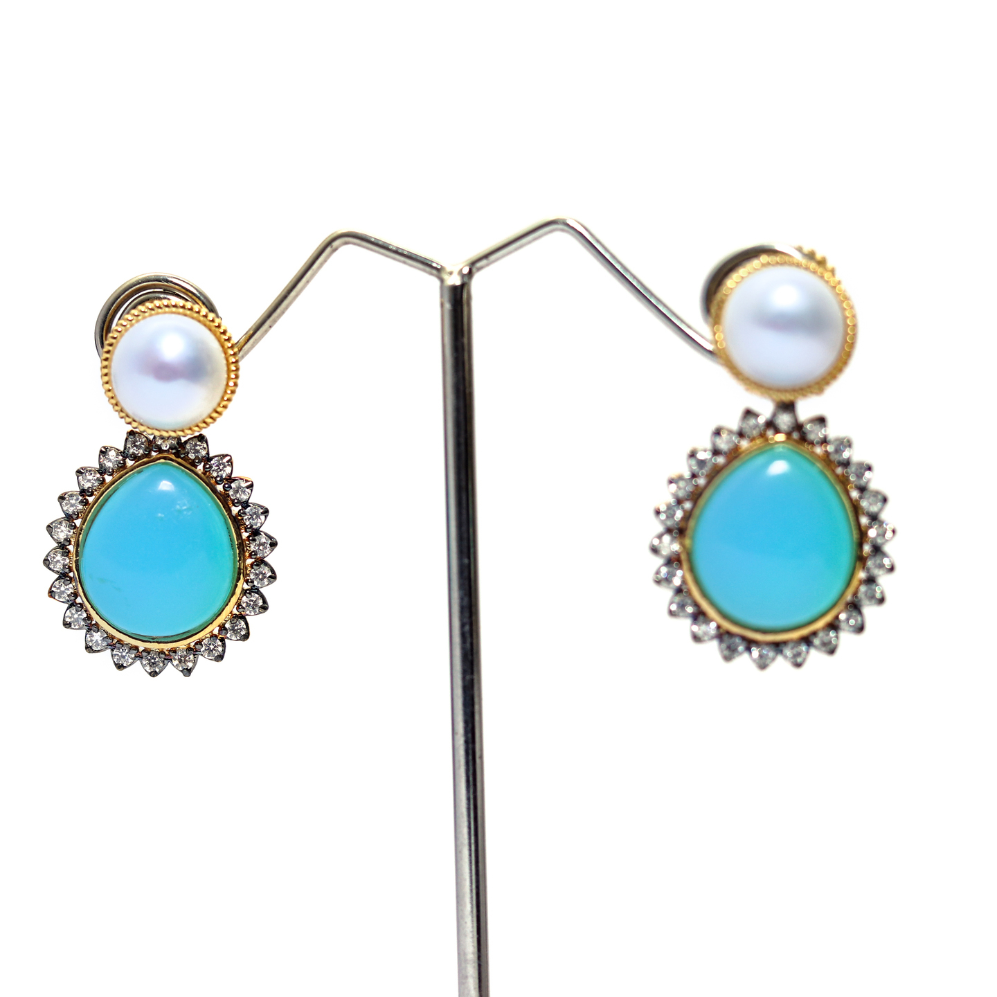 Sky Blue Pearl Drop Earrings