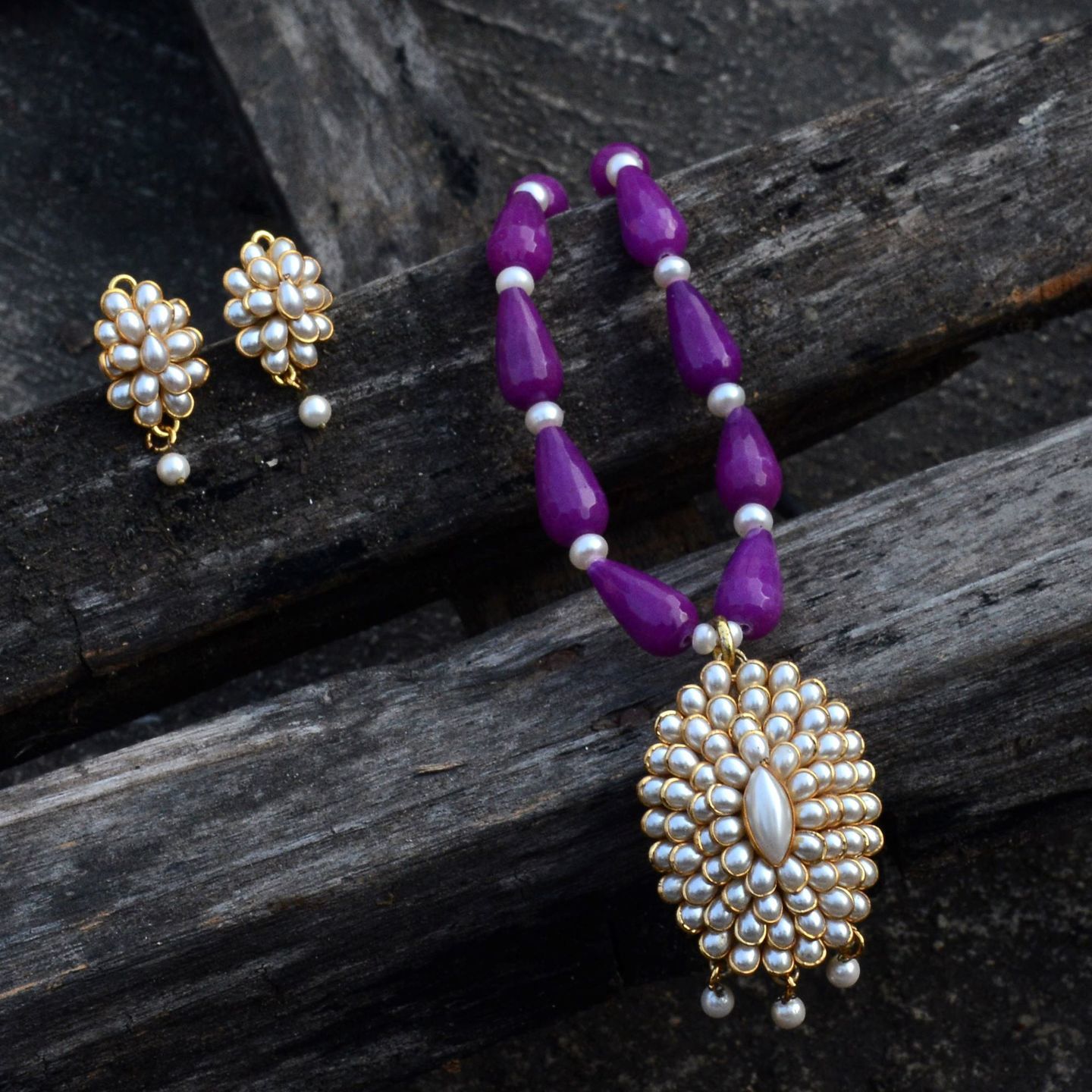 Purple Pearl Pachi Handmade Designer Necklace