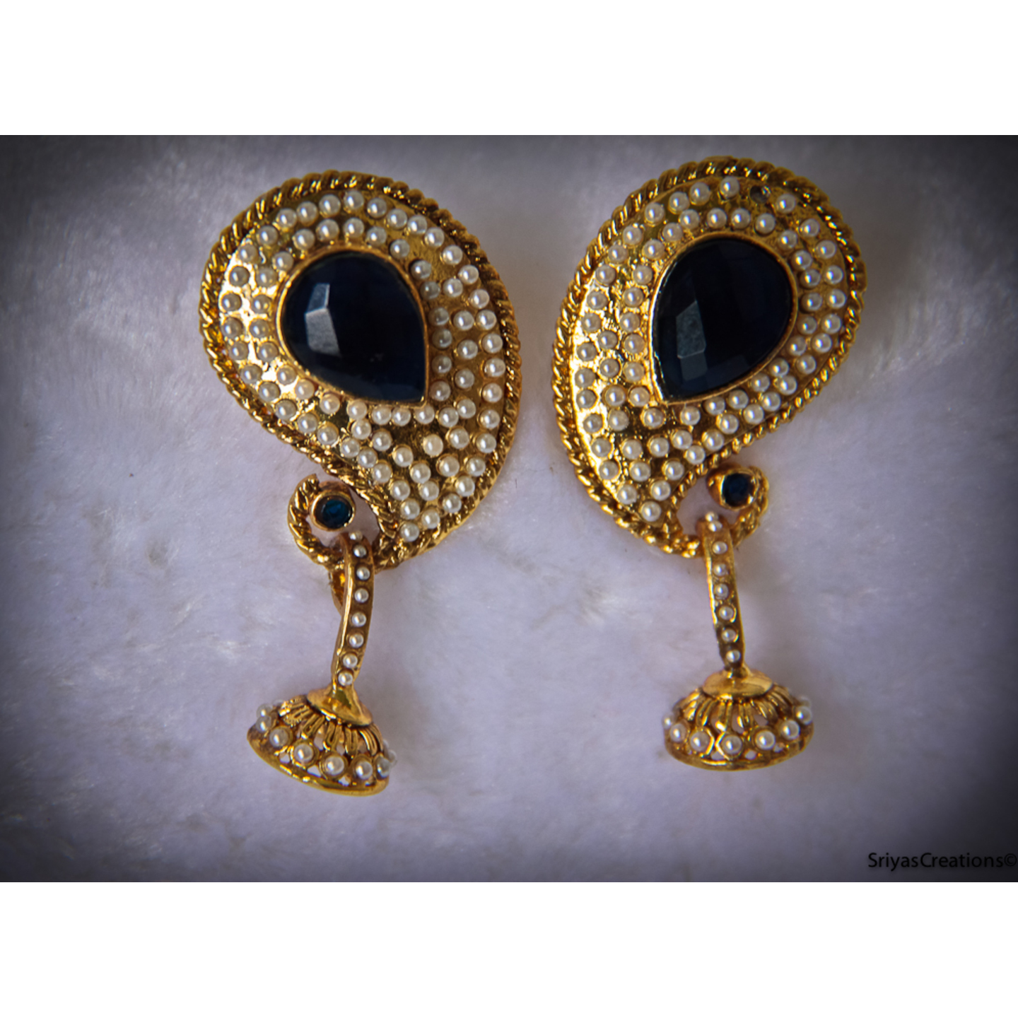 Blue Mango Pearl Studded Jhumka