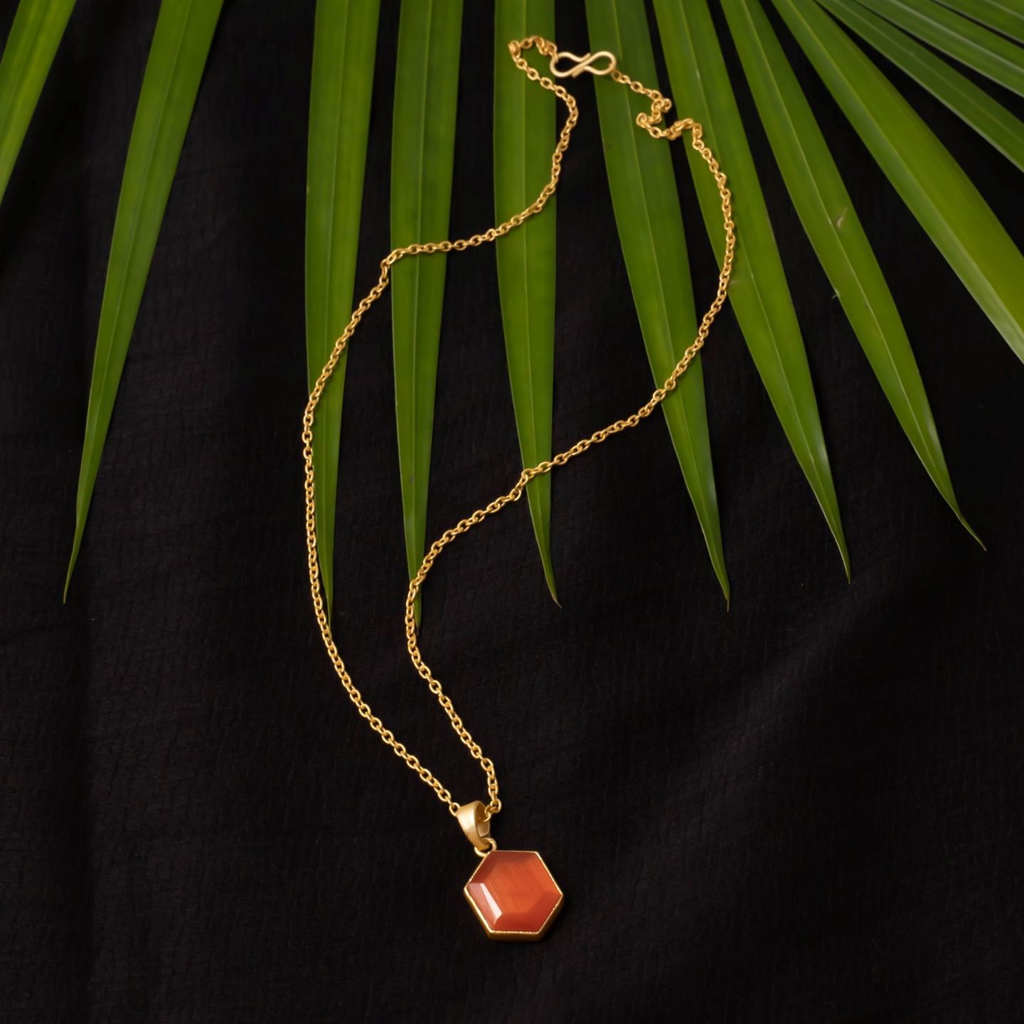 Orange Stone Pendant Necklace