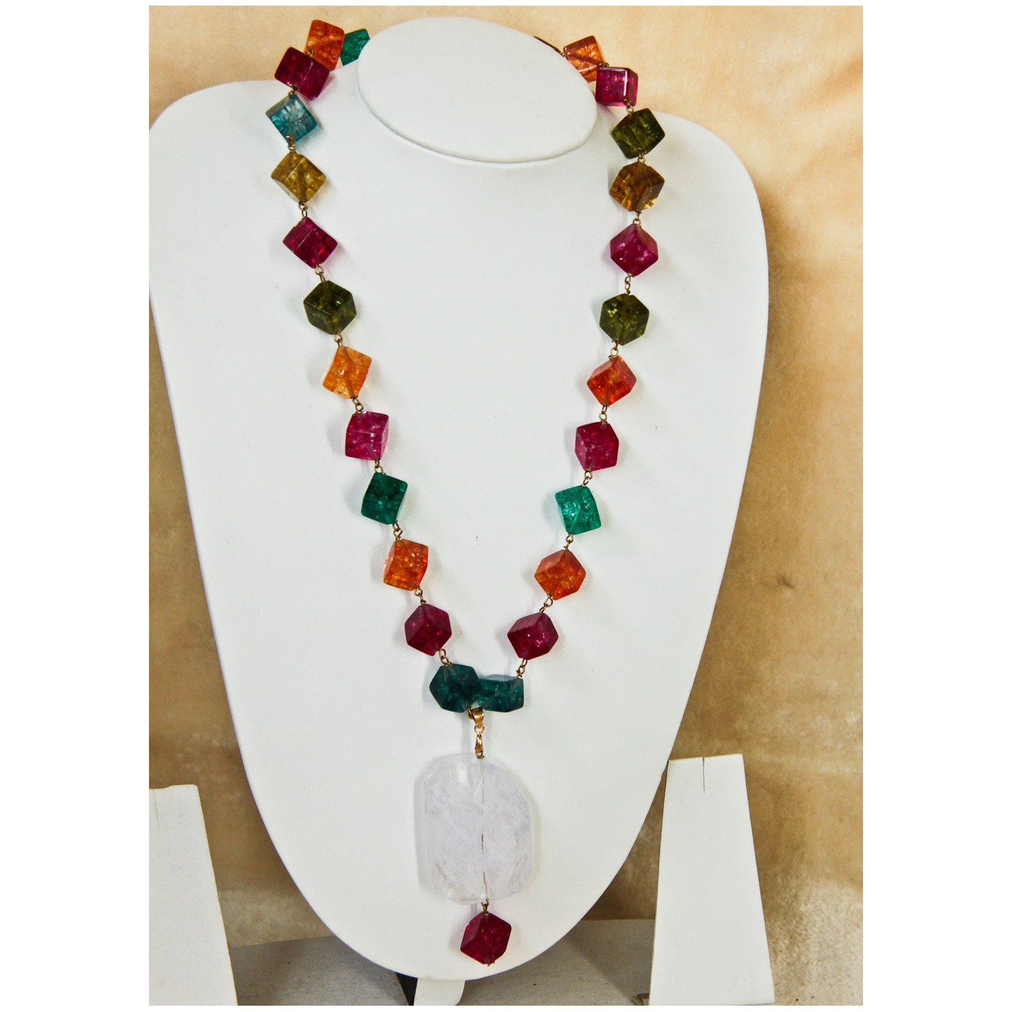 Multi-colored Cube Necklace