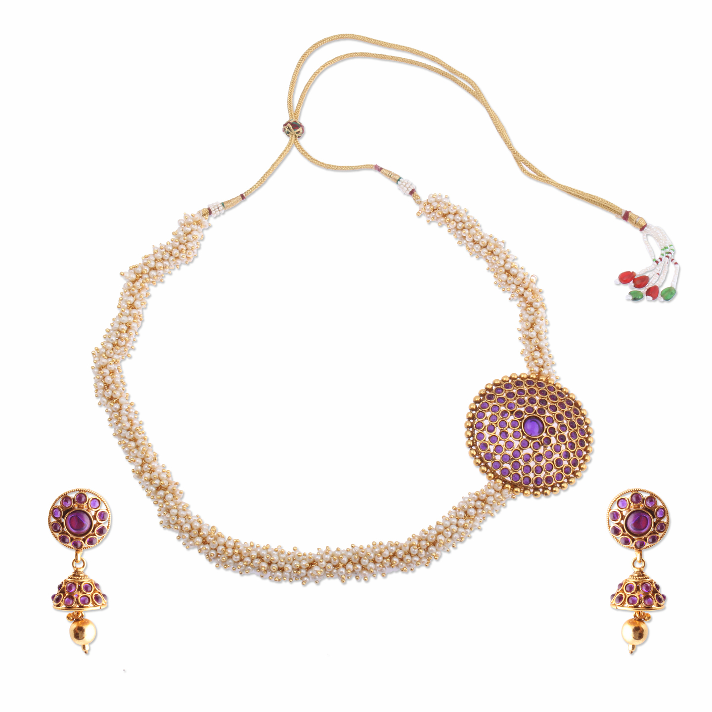 Purple Side Pendant Pearl Necklace