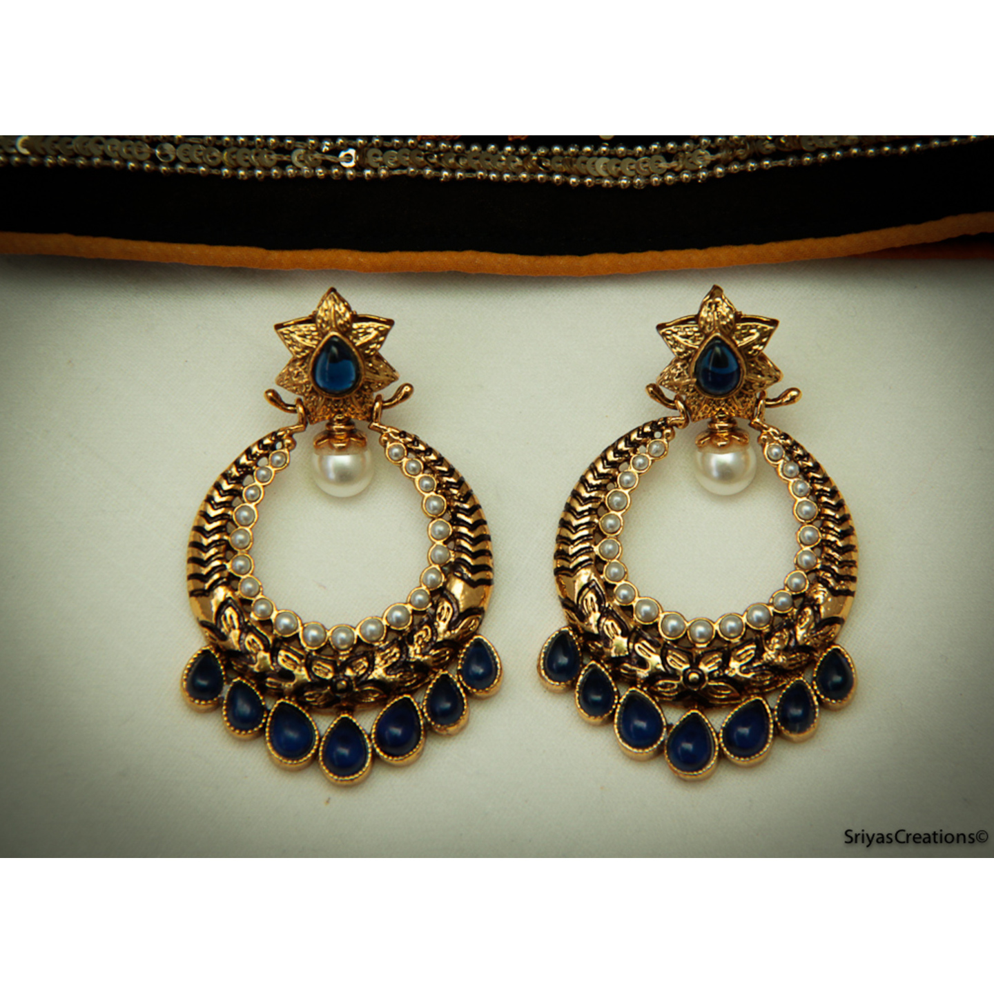 Blue Floral Drop Chand
