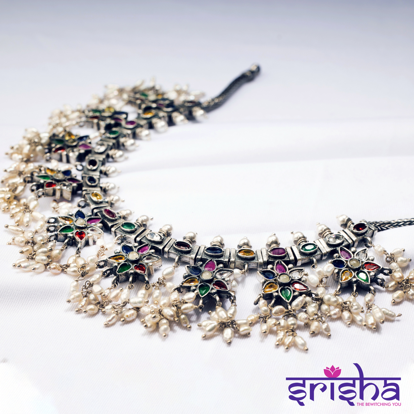 Nakshatra Multi Stone & Kemp Two Side Gutta Pulusu Necklace