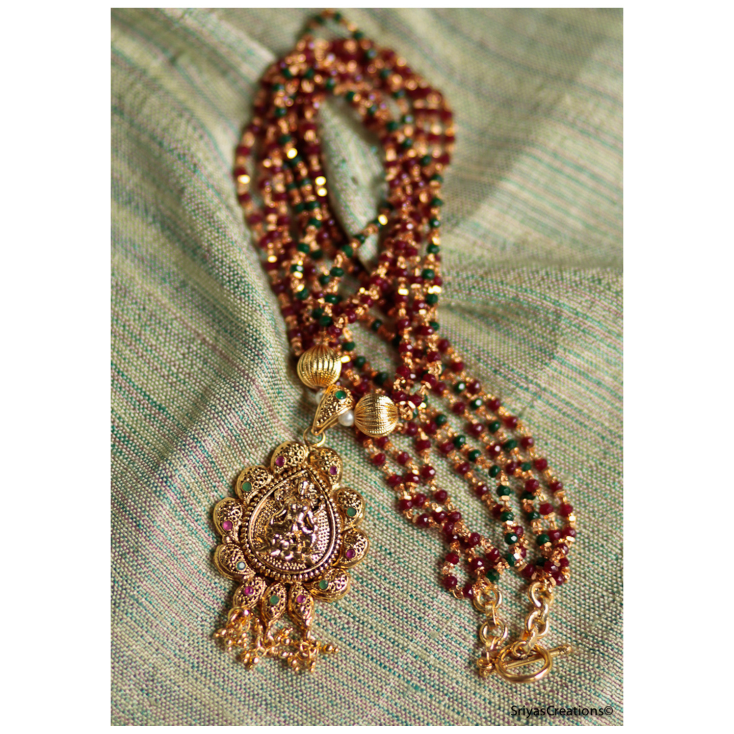 Red Green Multi Layered Lakshmi