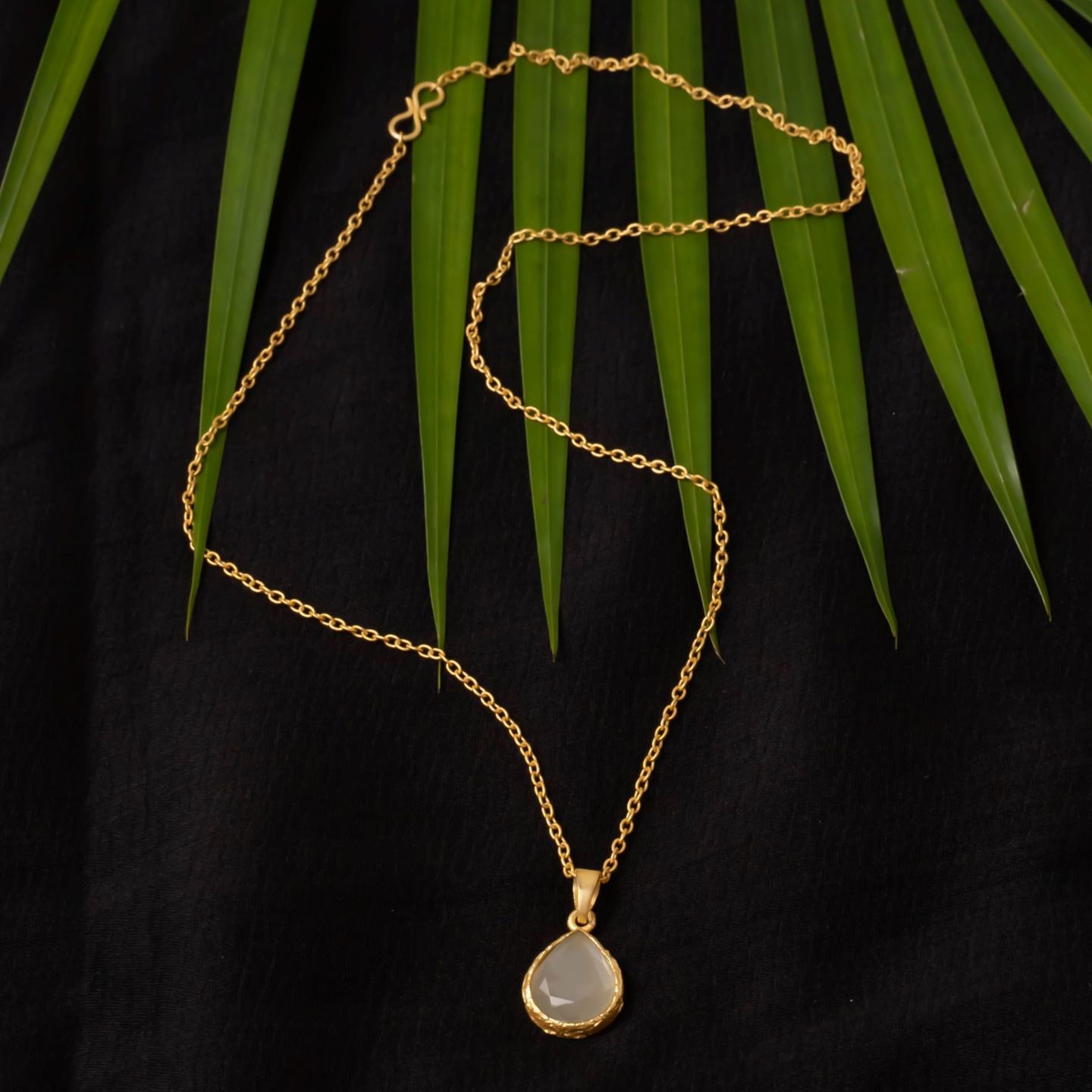 White Drop Stone Pendant Necklace