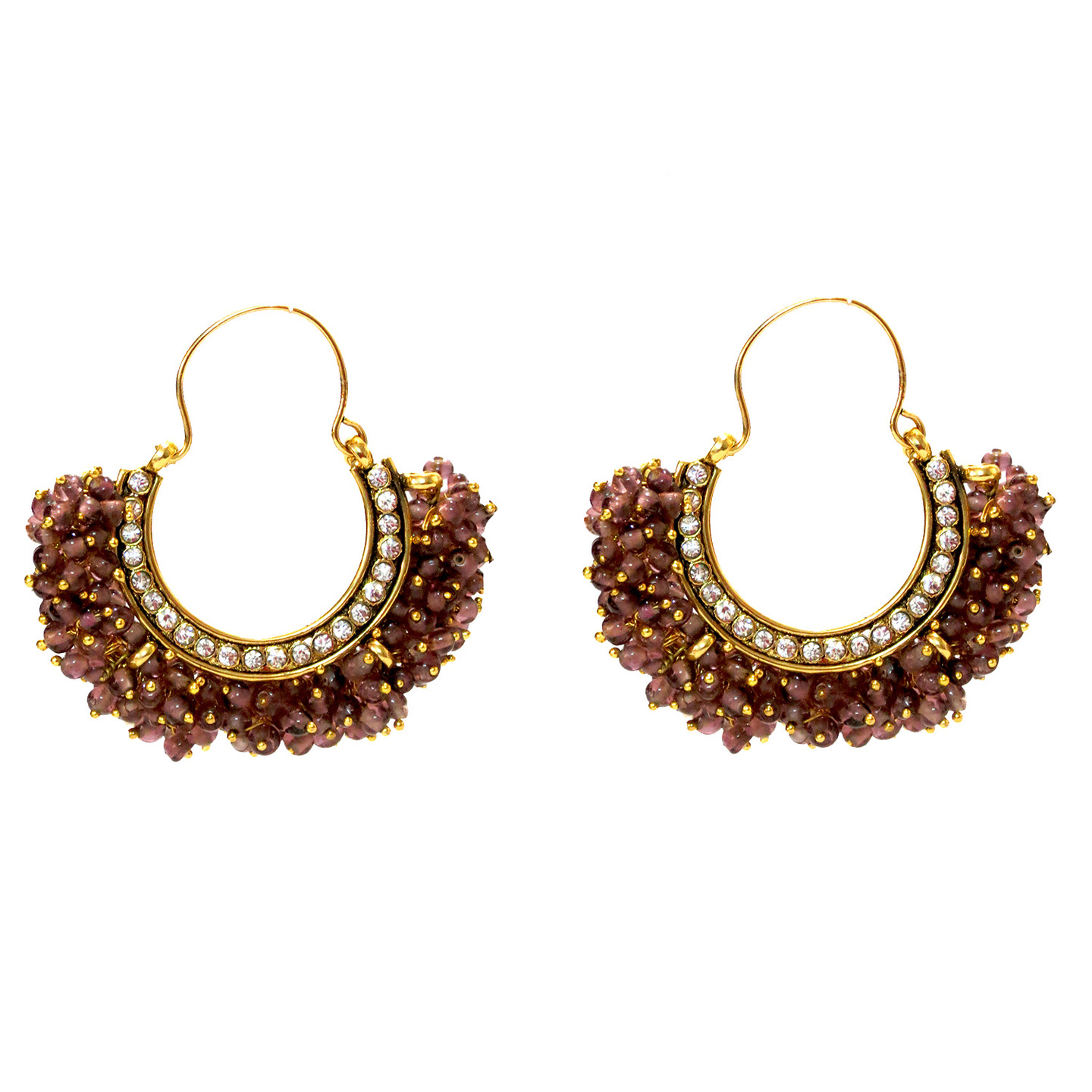 Wine Beads Hoop Earring