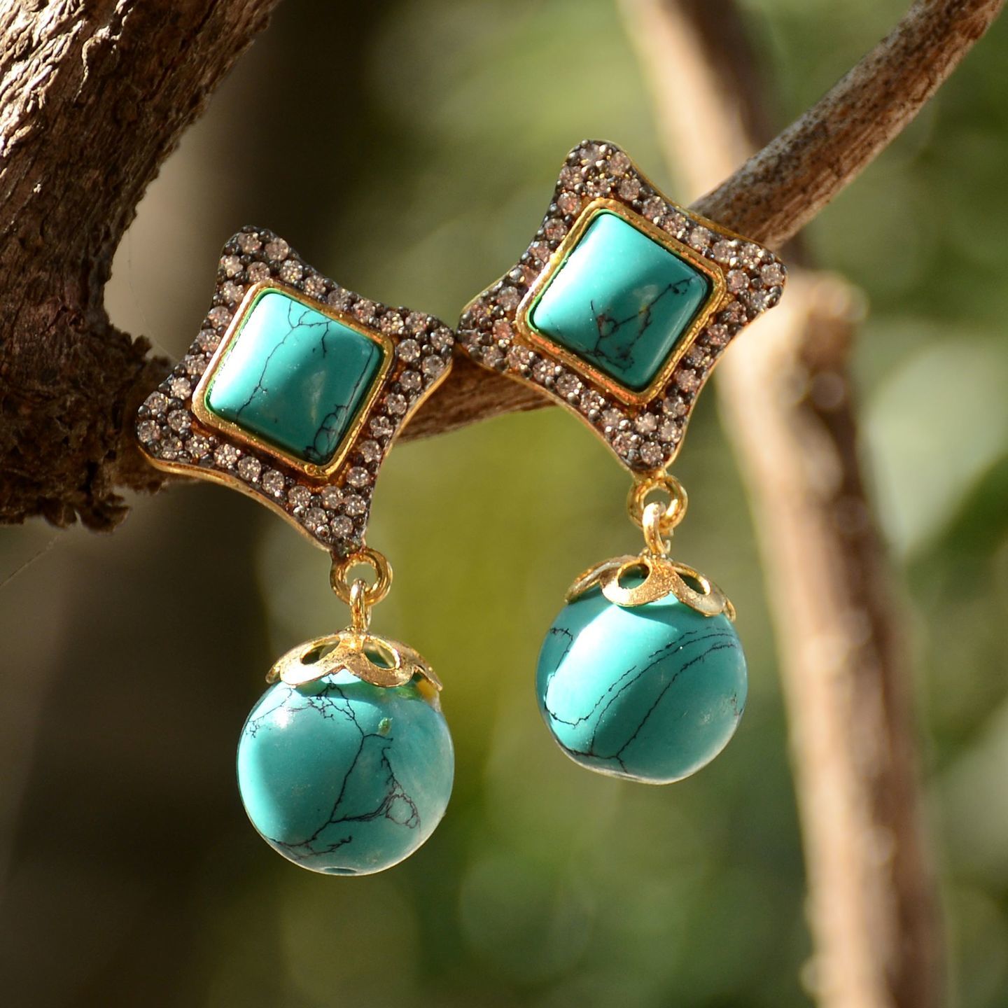 Turquoise Square AD Round Dangler