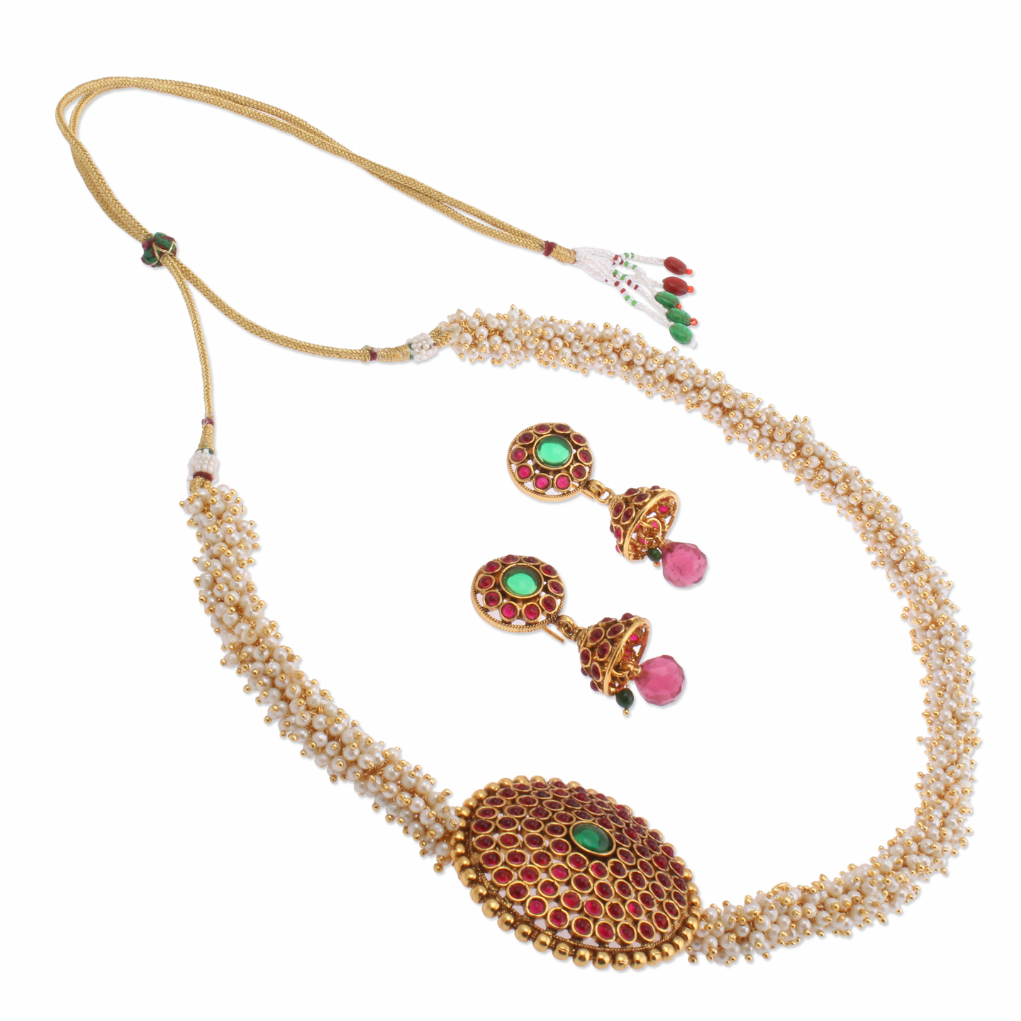Multi Color Side Pendant Pearl Necklace