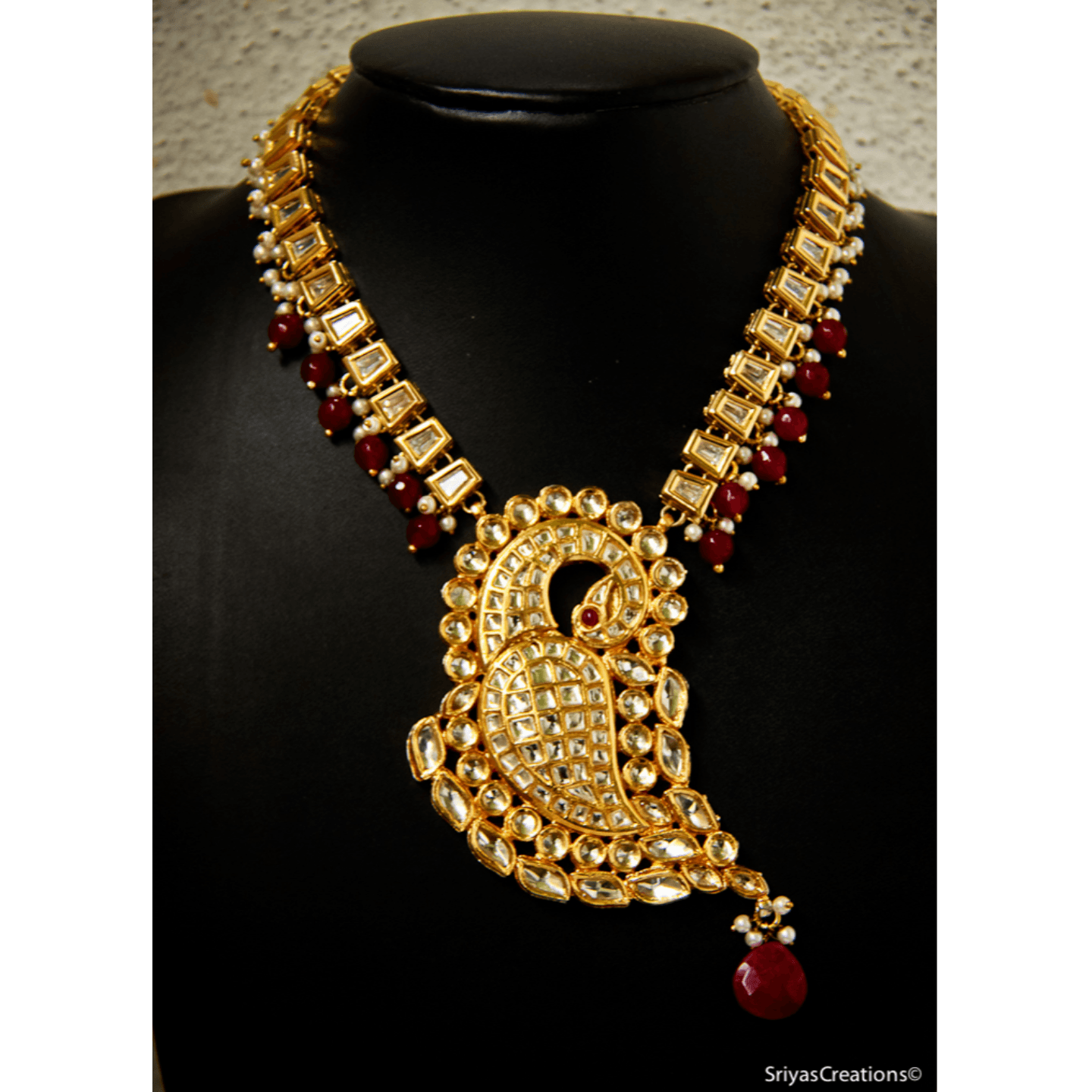 Peacock Kundan Ruby Pearl Handmade Designer Necklace Set