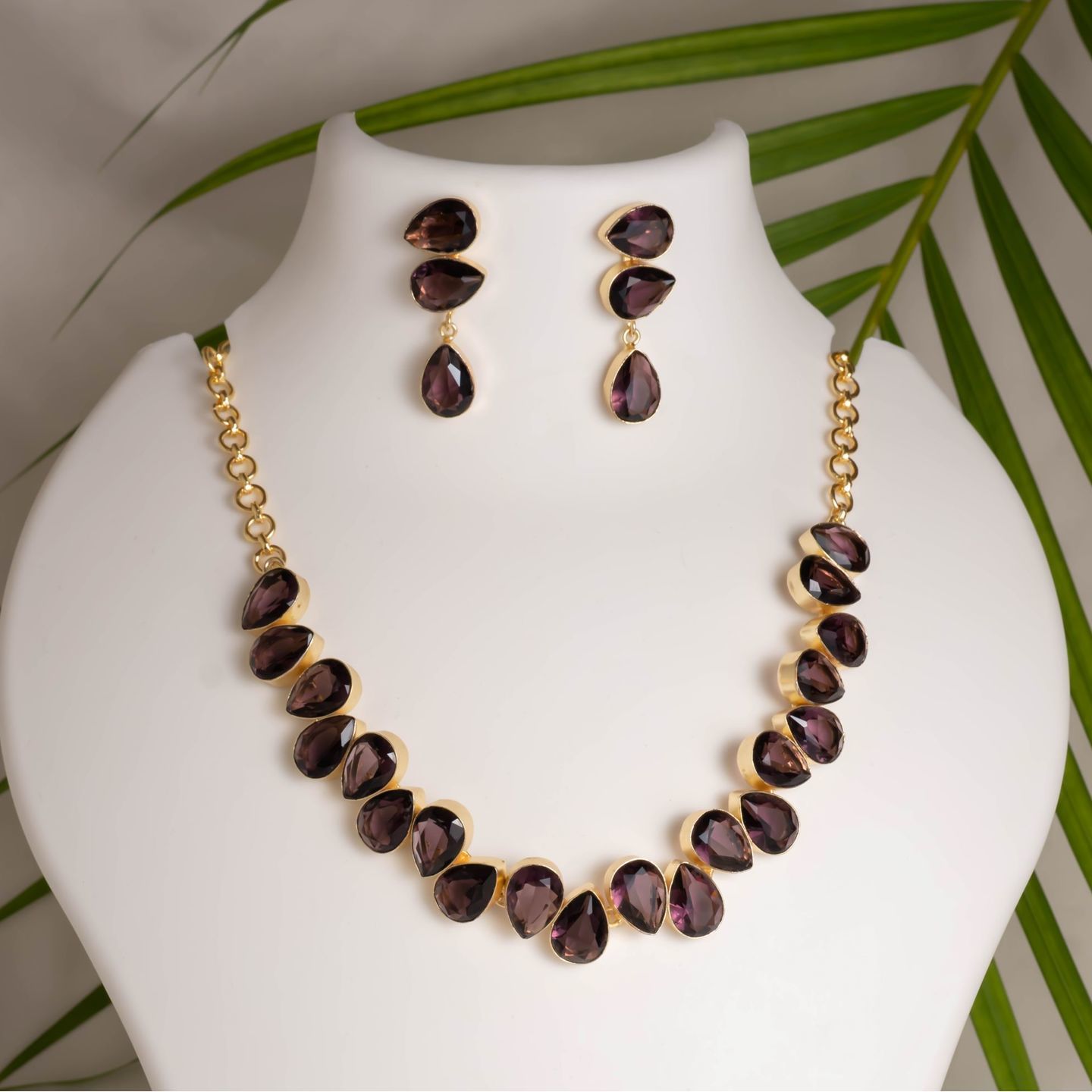 Purple Stone Drop Shaped Neckpiece