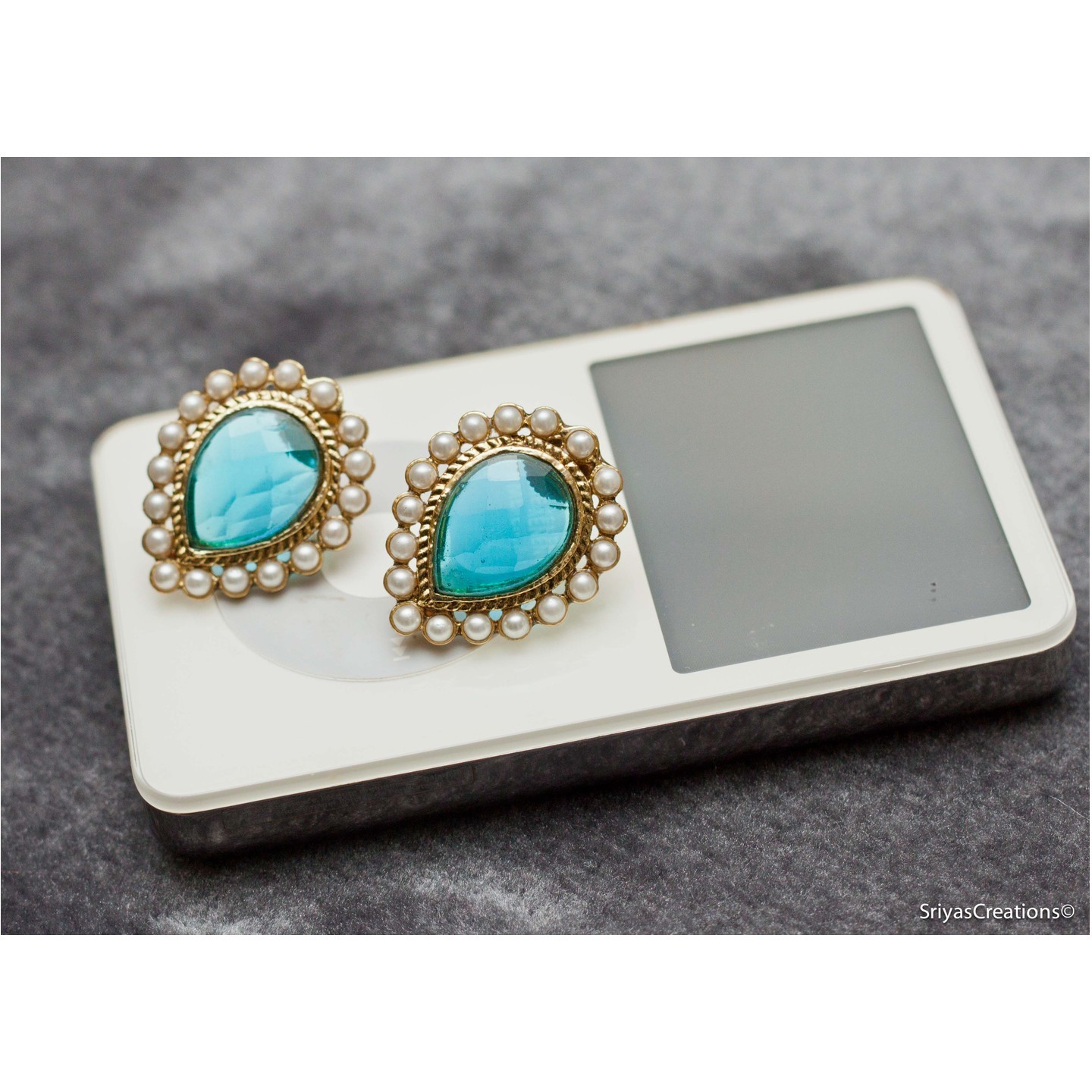 Blue Pearl Drop Stud