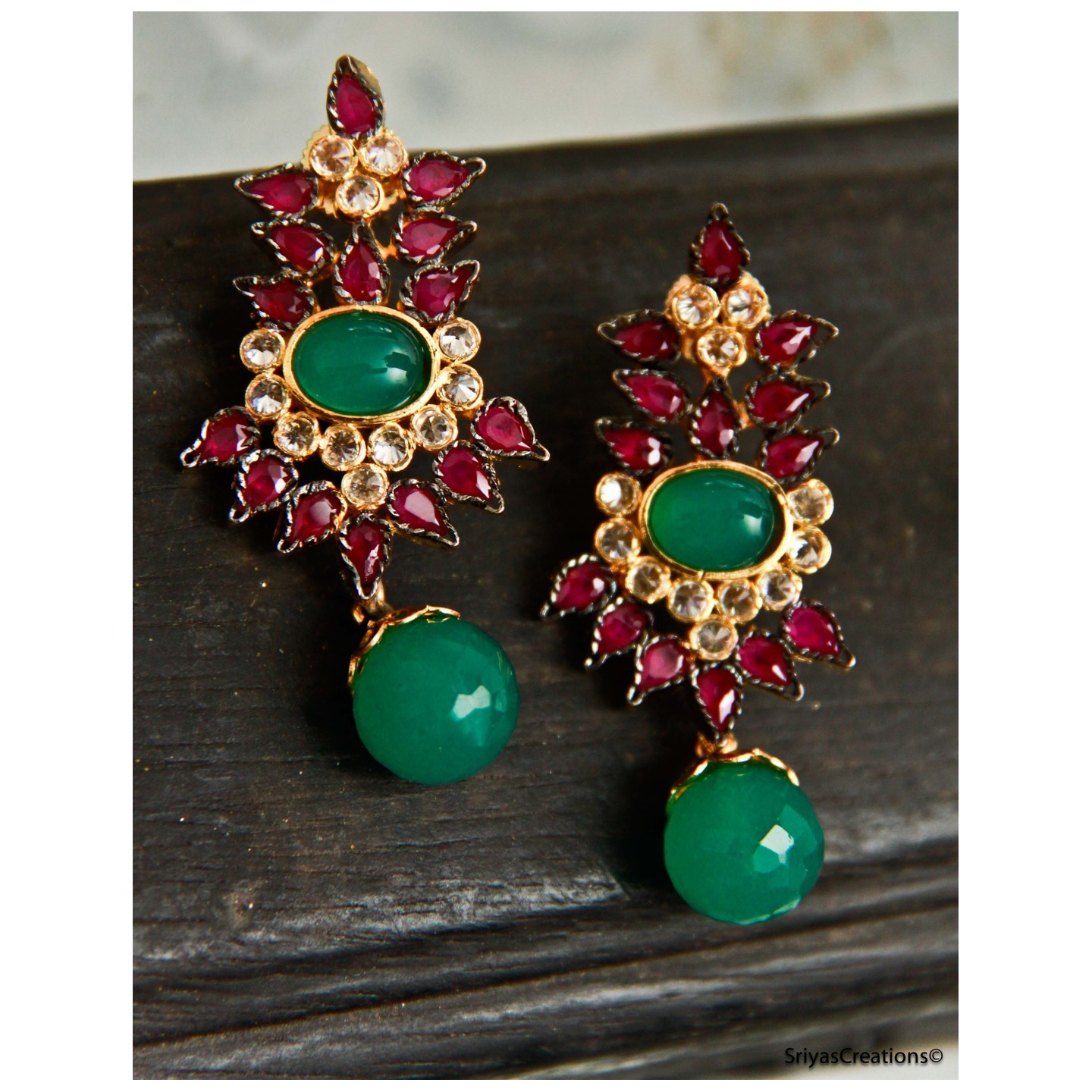 Red Green Floral Dangler