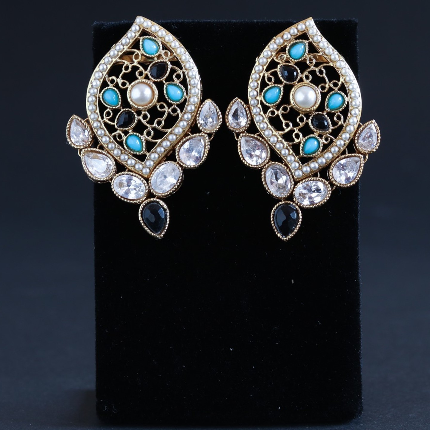 Turquoise & Black AD Earring