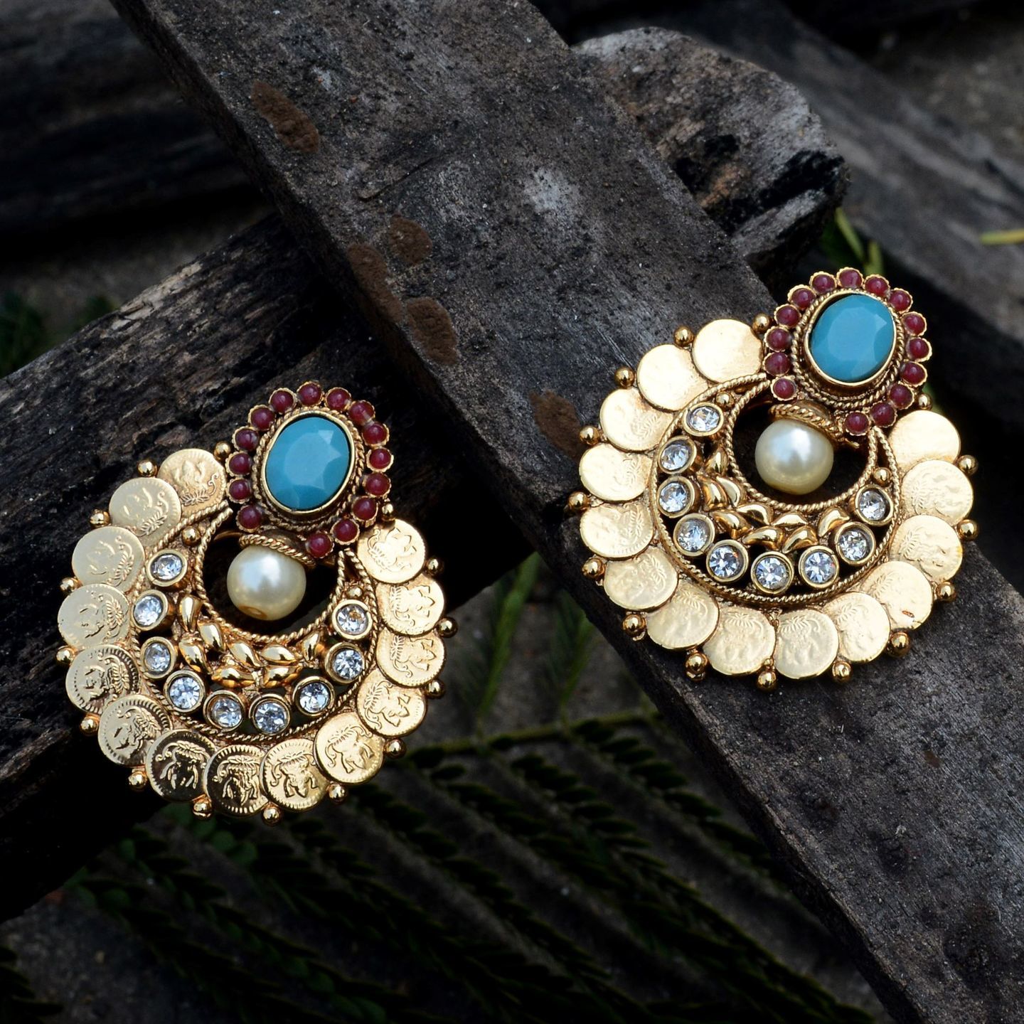 Kasu Earring - Turquoise & Red
