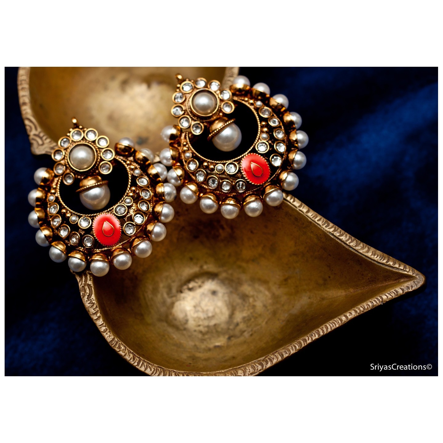 Orange Stone Enamel Pearl Round Moon Magic