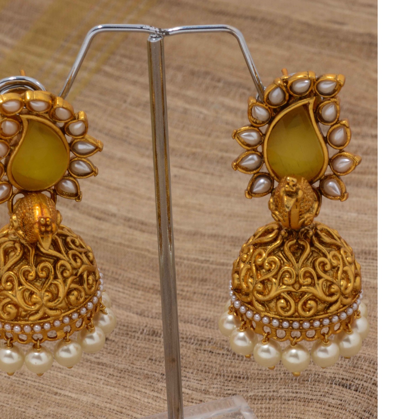 Yellow Paisely Peacock Jumka