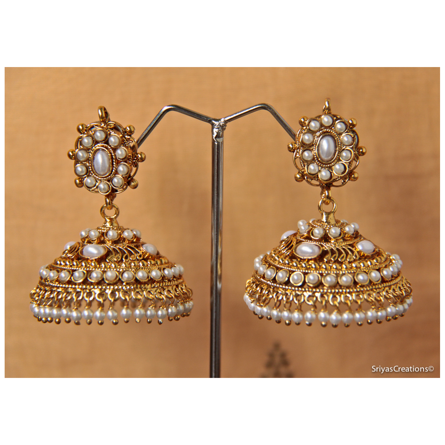 Pearl Drop & Studded Jhumka
