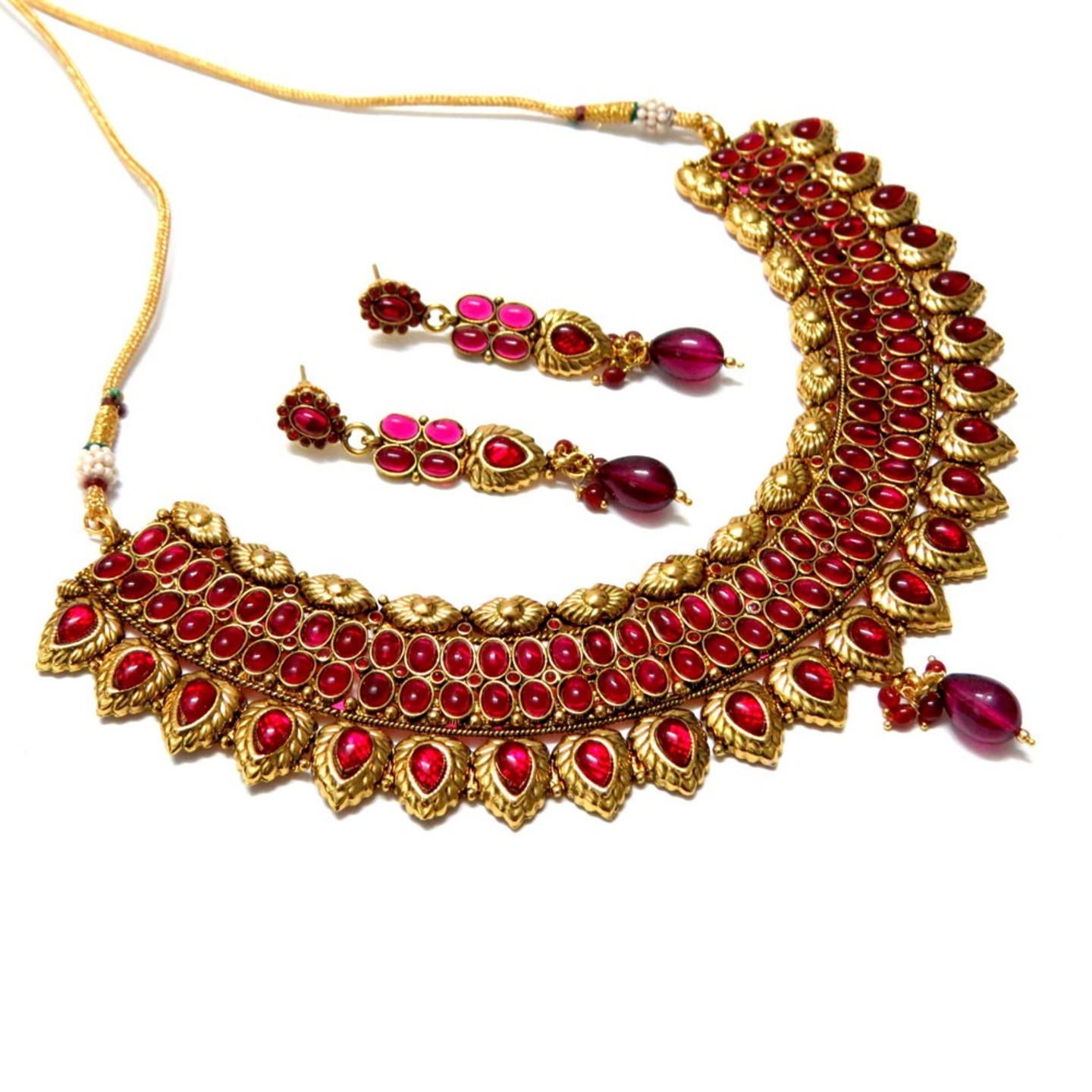 Red Stone Maharani Necklace Set