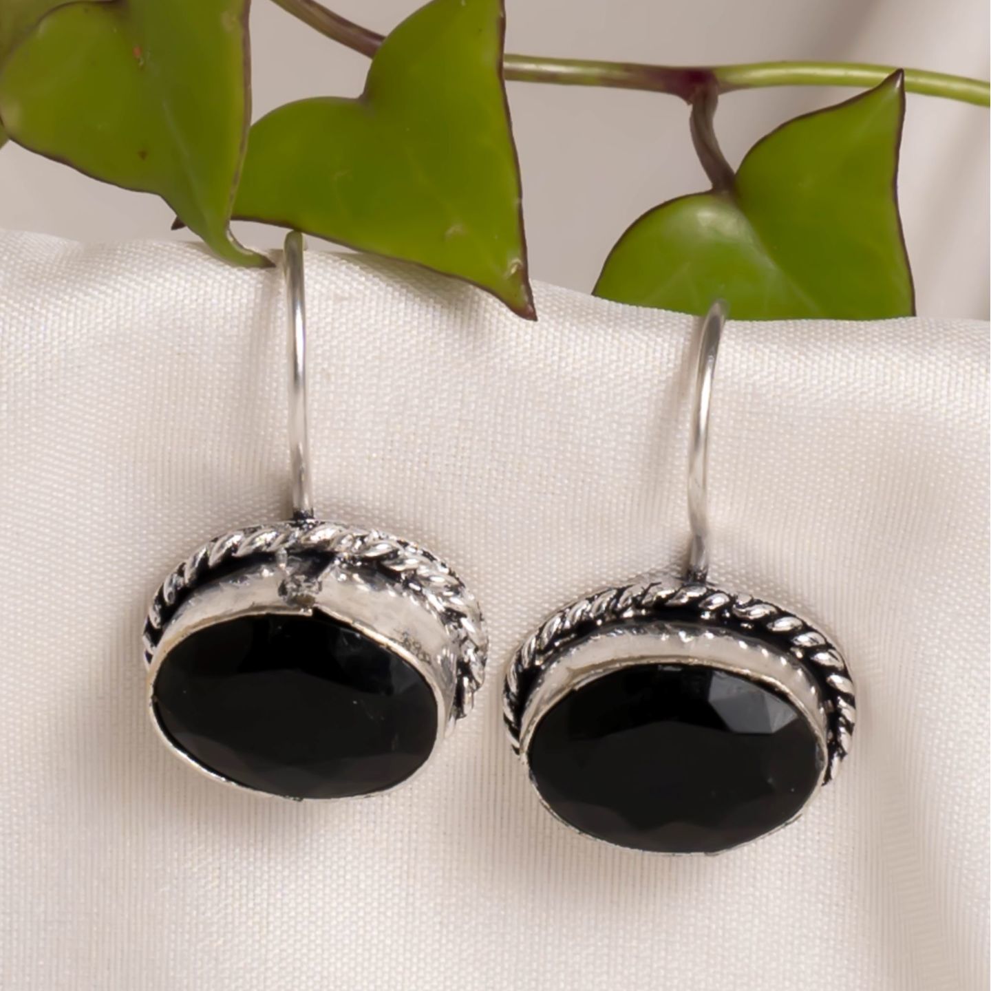Black Oval Stone Dangler