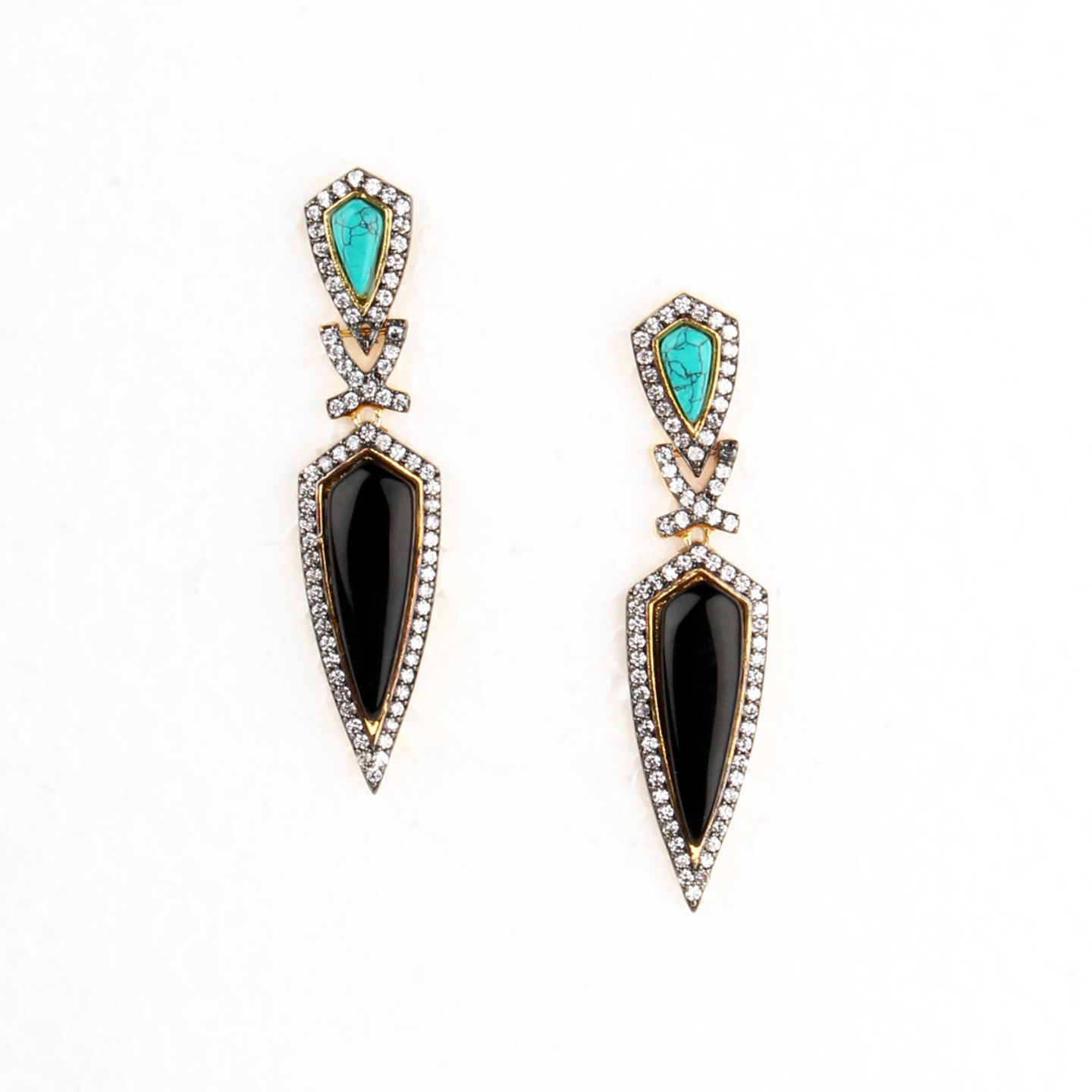 Turquoise & Black Danglers