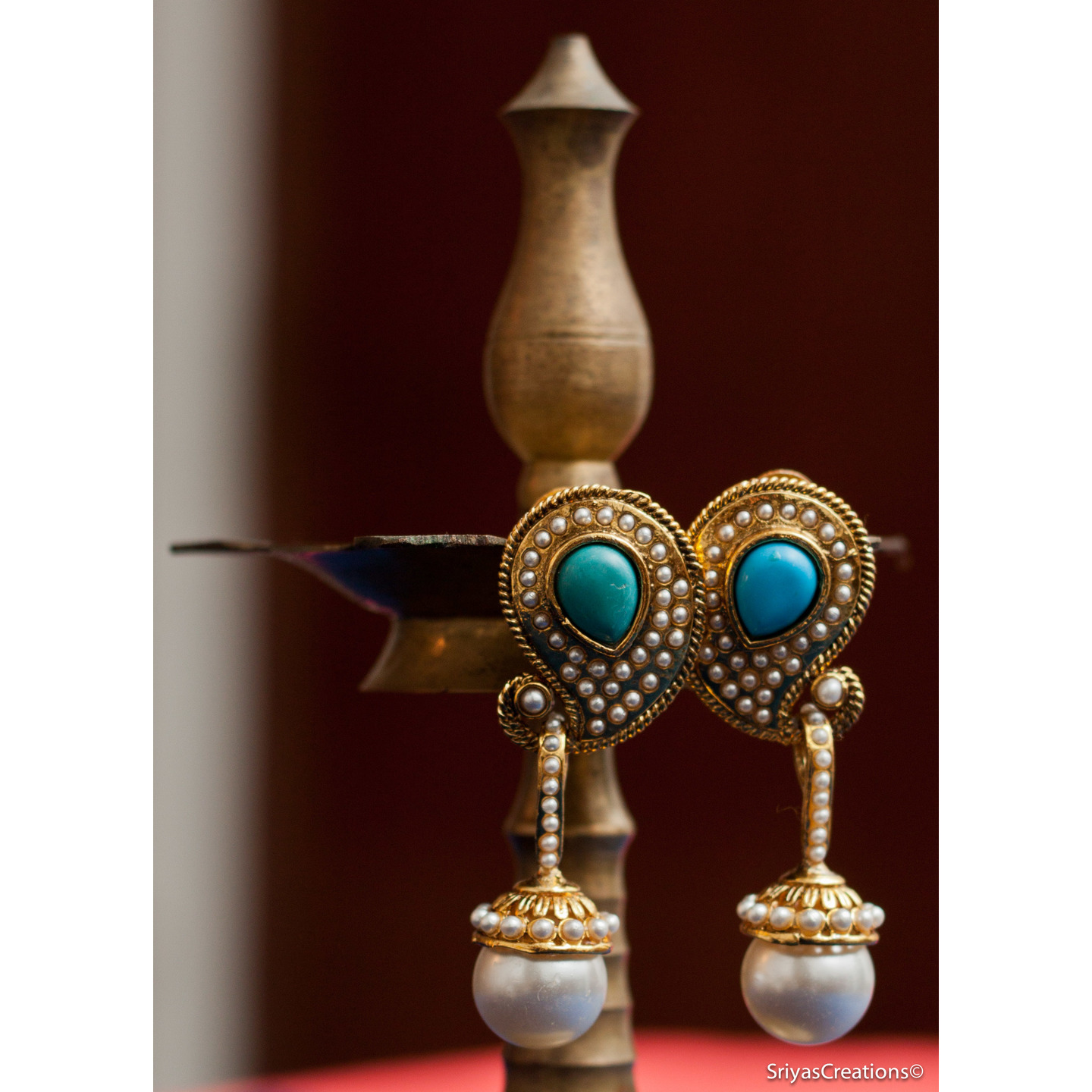 Turquoise Paisely Pearl Drop