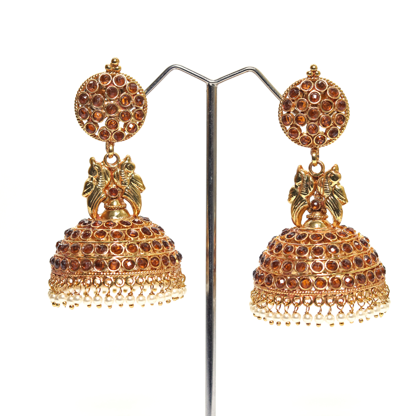 Golden Brown Round Tradional Ethnic Wedding Jhumka