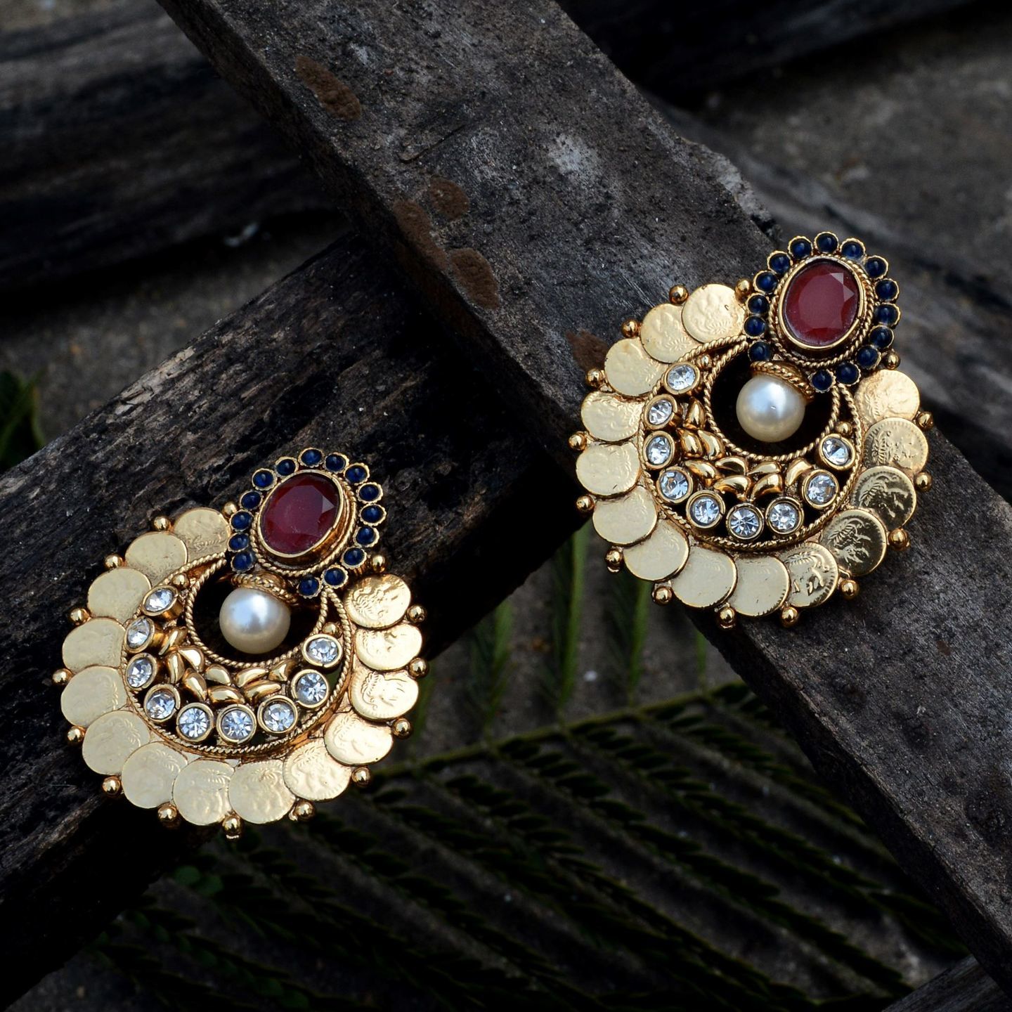 Kasu Earring - Red & Blue