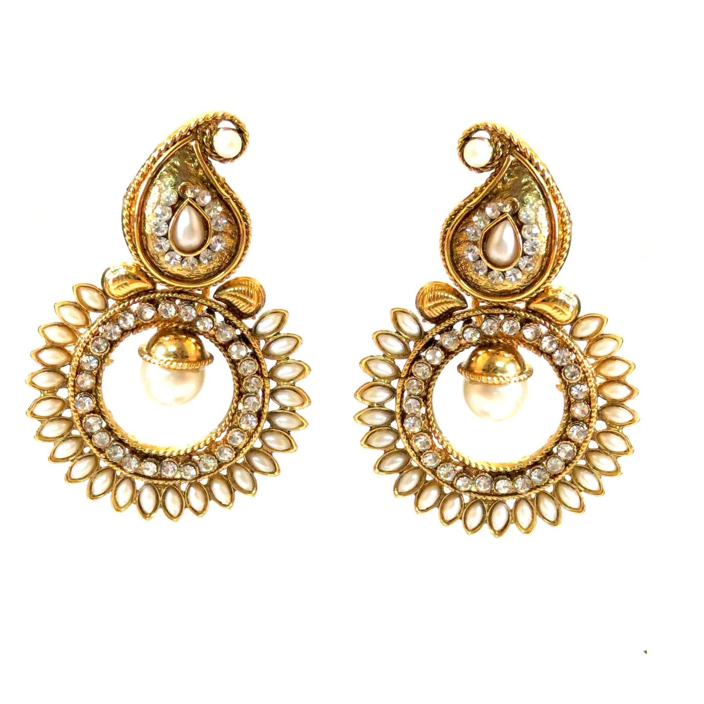 Pearl Paisely Round Stone Earring