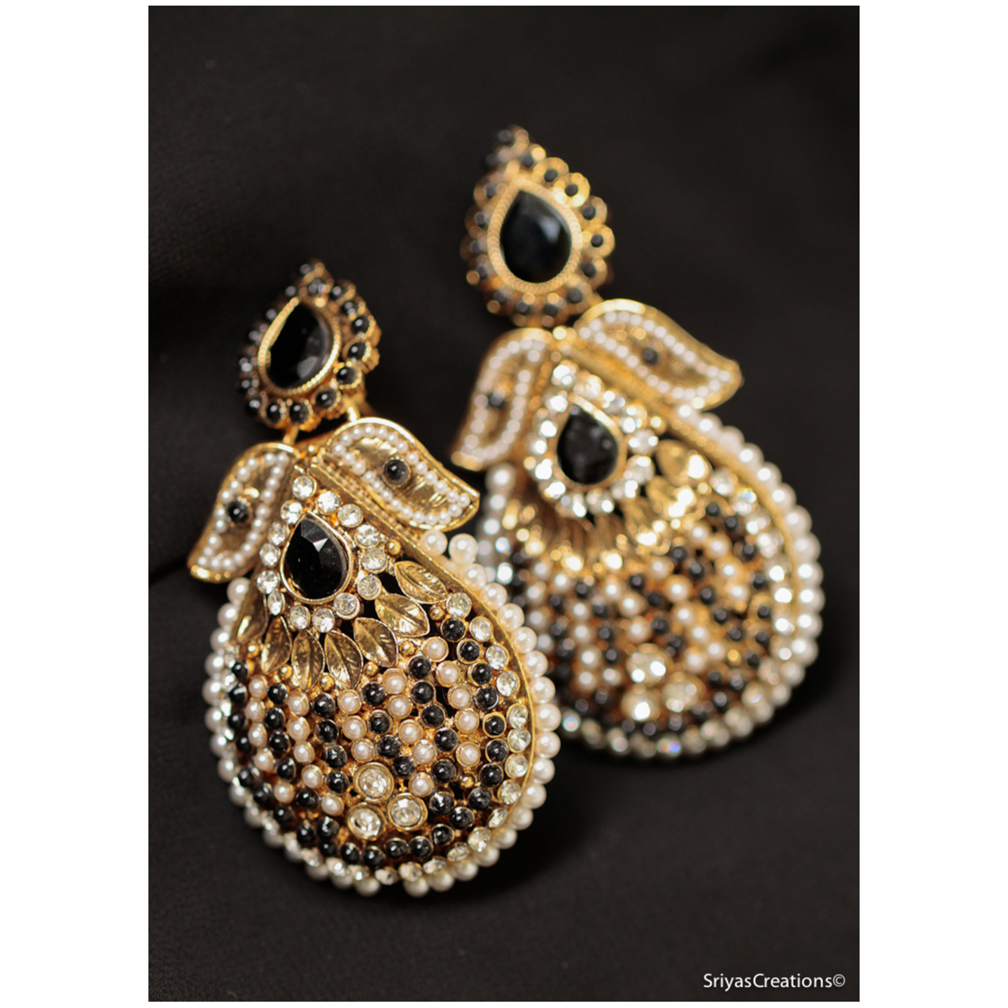 Black Drop Leaf Earrings