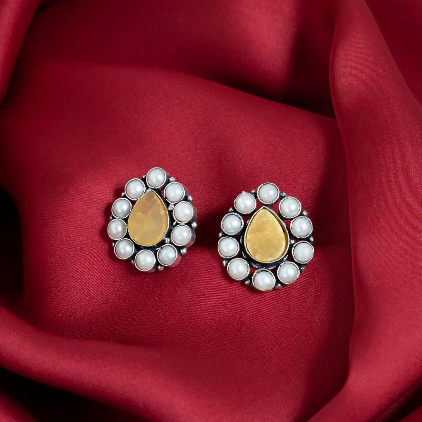 Yellow Pearl Drop Stud