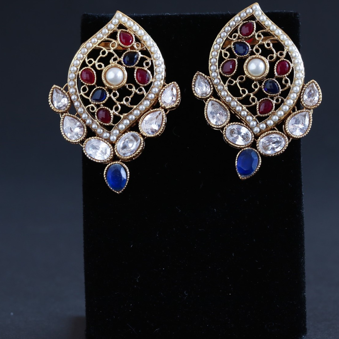 Blue & Red AD Earring