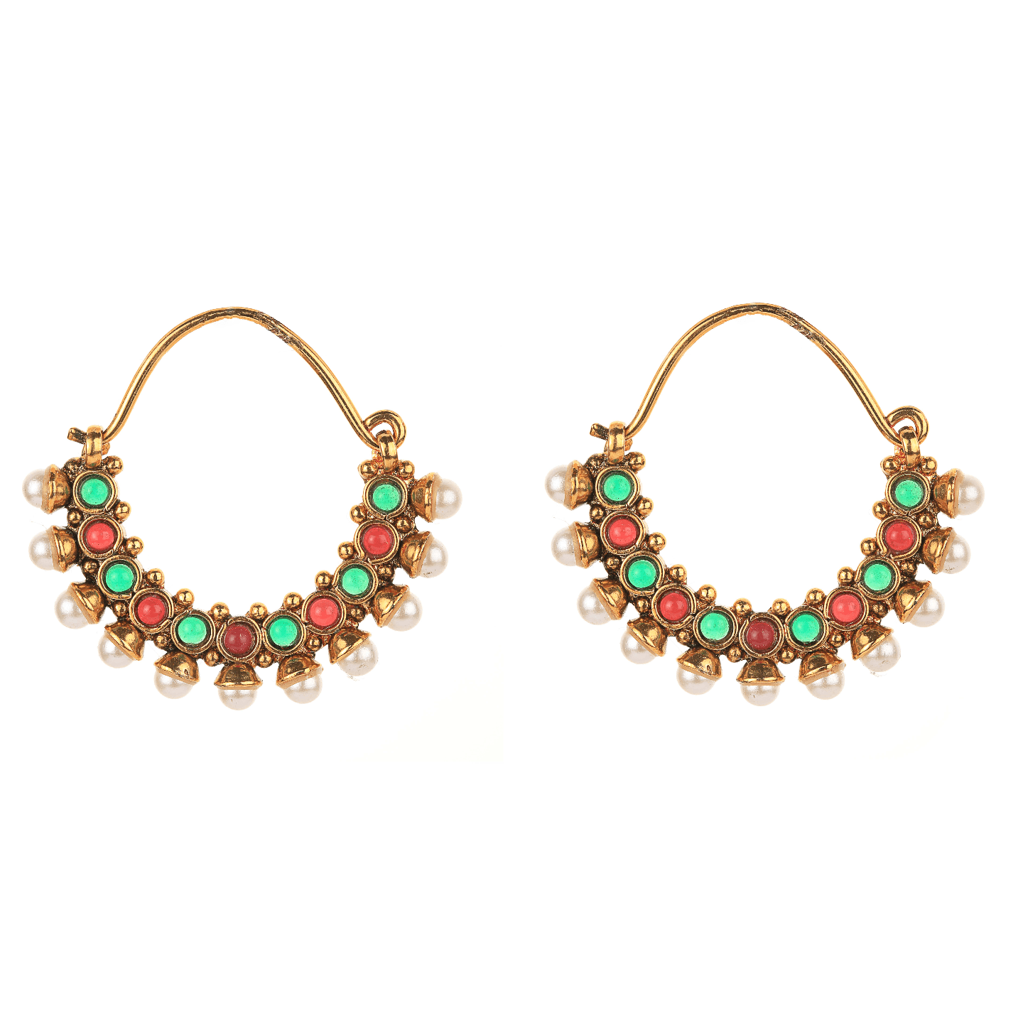 Round Stone Studded Hoops - Multi