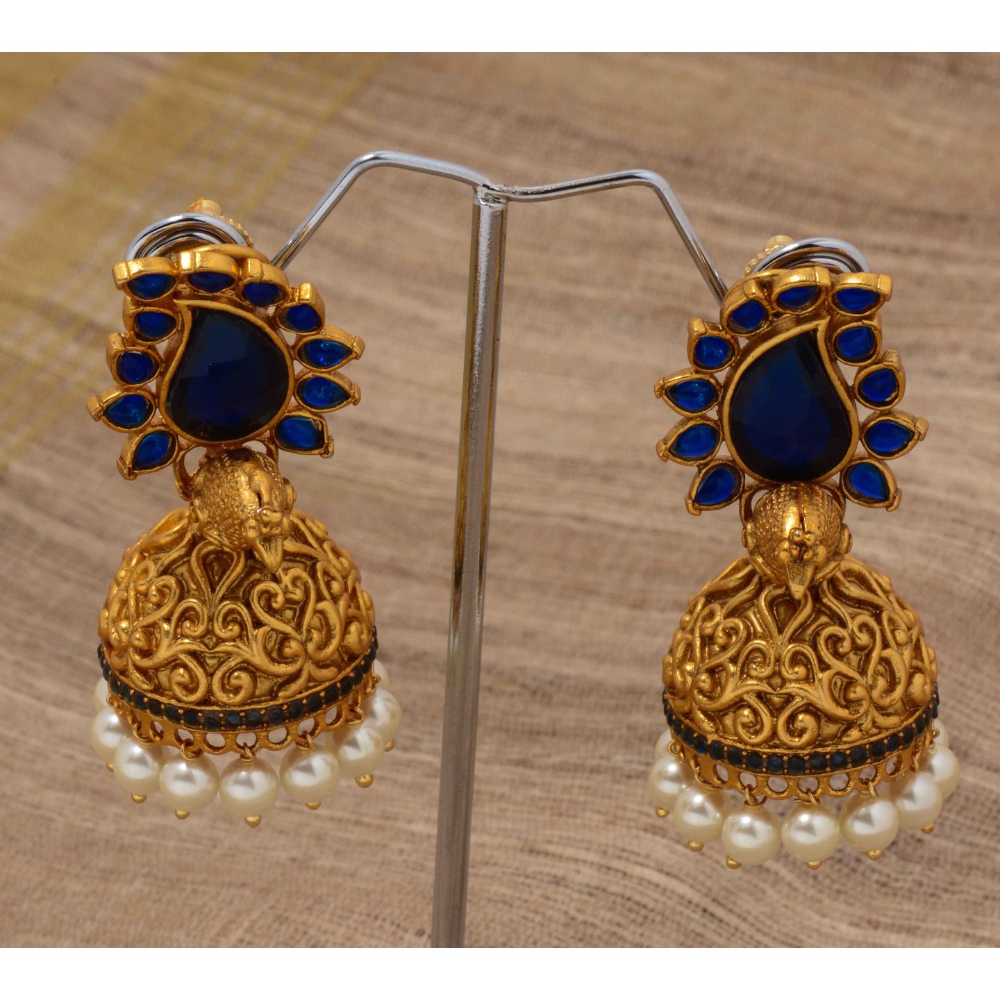 Navy Blue Paisely Peacock Jumka